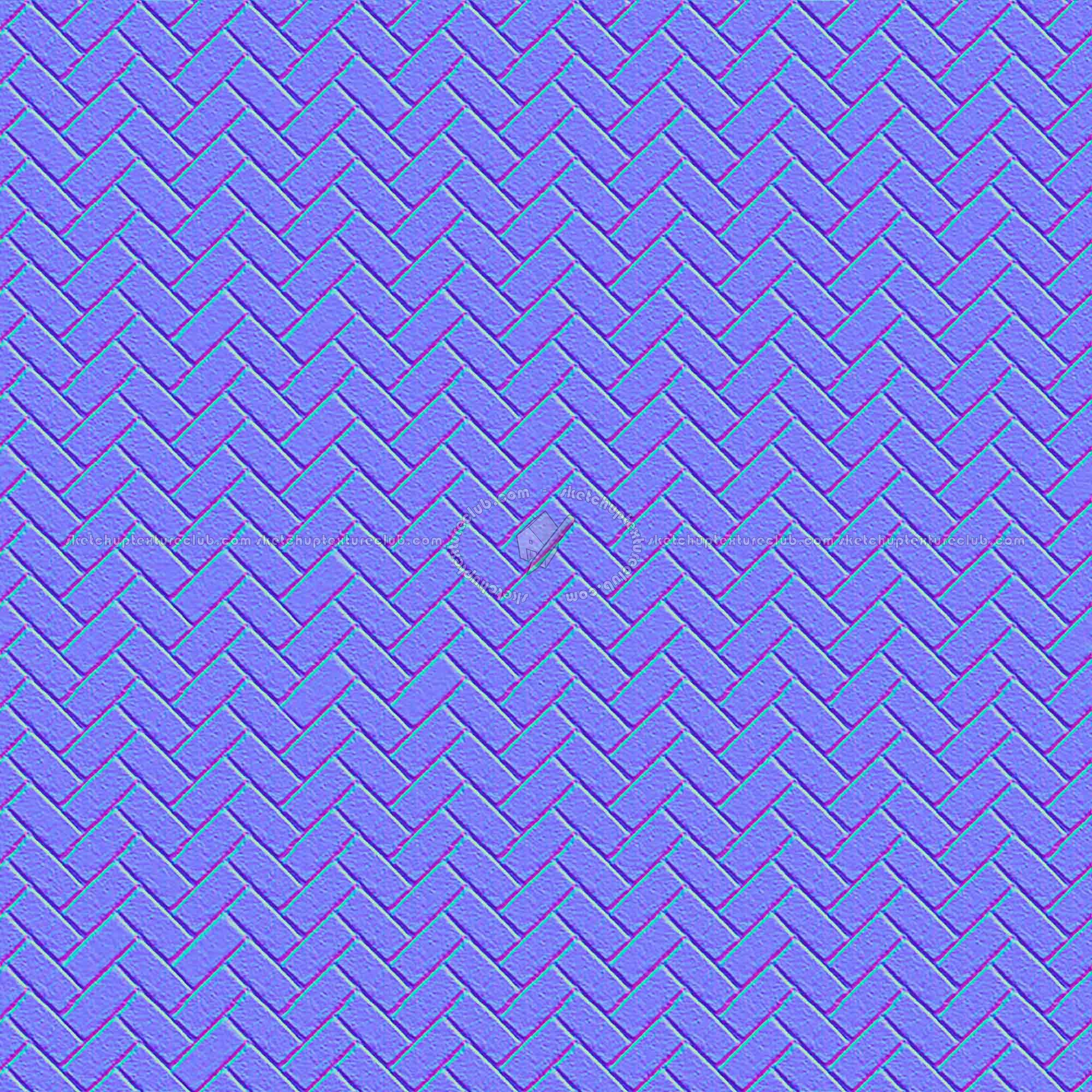 Textures   -   ARCHITECTURE   -   PAVING OUTDOOR   -   Concrete   -   Herringbone  - Concrete paving herringbone outdoor texture seamless 05806 - Normal