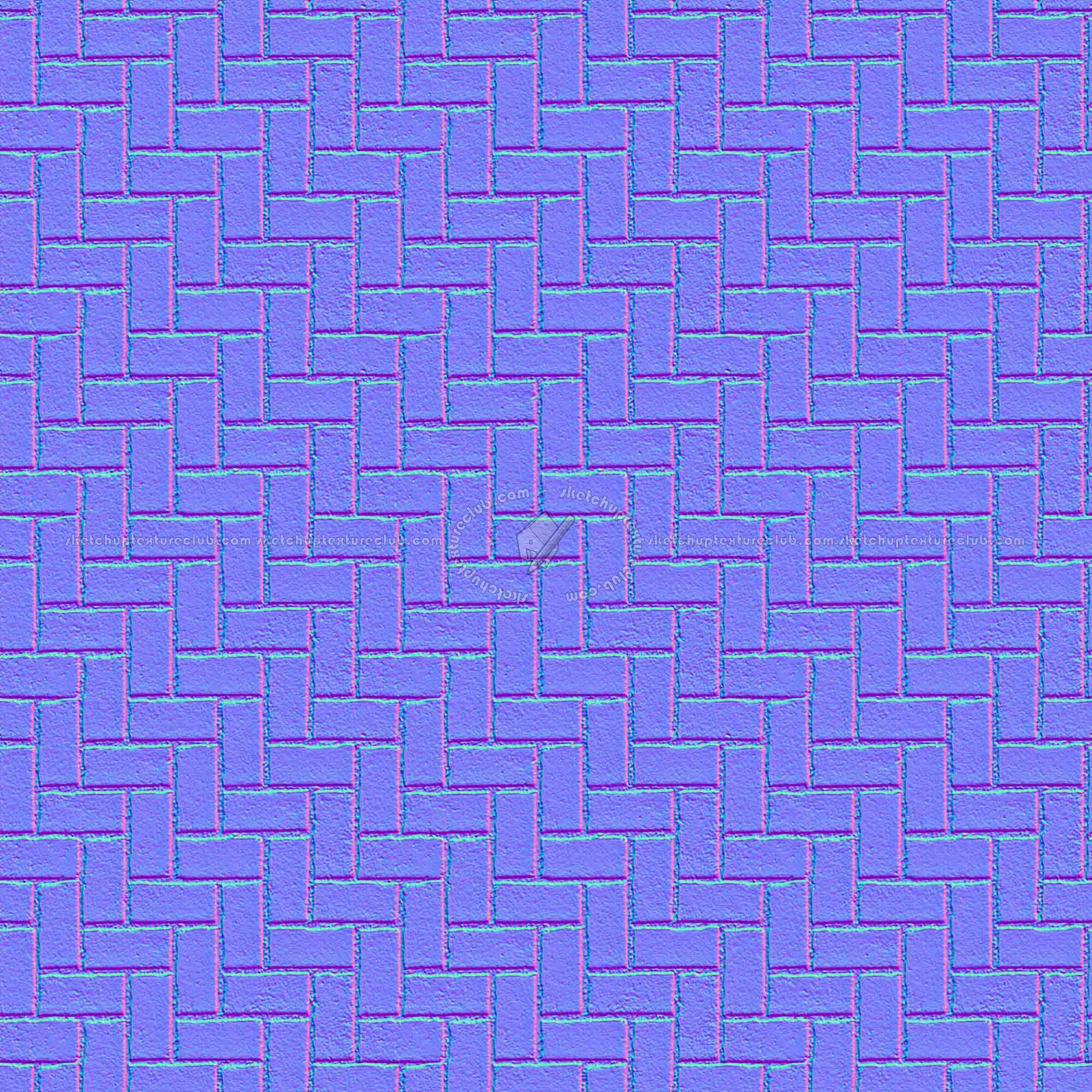 Textures   -   ARCHITECTURE   -   PAVING OUTDOOR   -   Concrete   -   Herringbone  - Concrete paving herringbone outdoor texture seamless 05808 - Normal