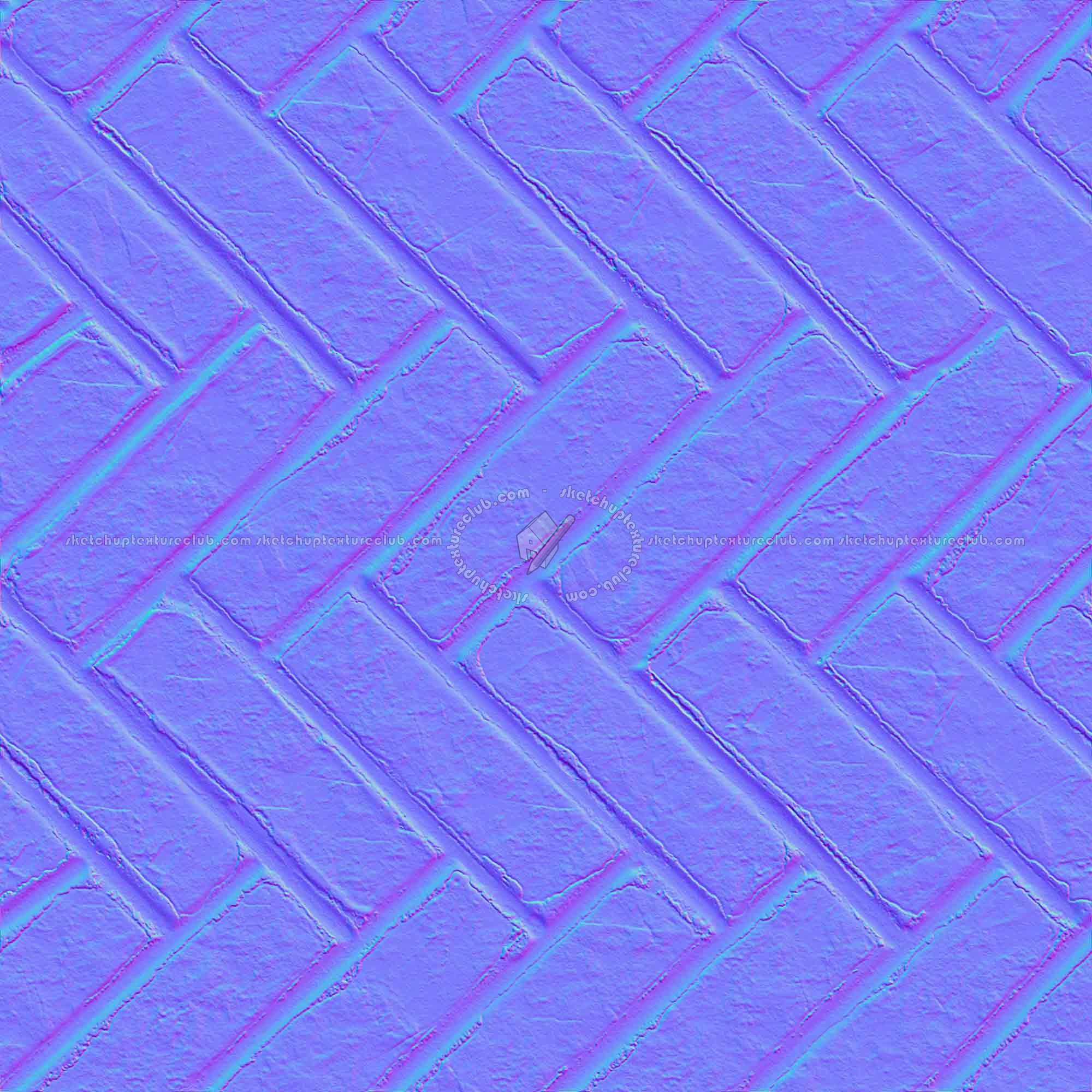 Textures   -   ARCHITECTURE   -   PAVING OUTDOOR   -   Concrete   -   Herringbone  - Concrete paving herringbone outdoor texture seamless 05794 - Normal