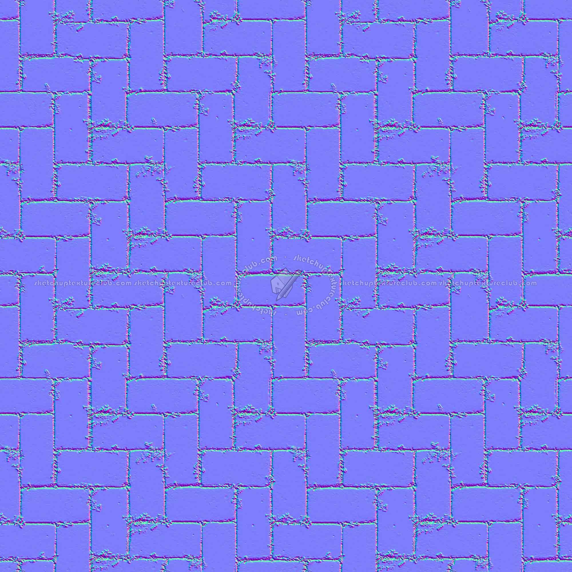 Textures   -   ARCHITECTURE   -   PAVING OUTDOOR   -   Concrete   -   Herringbone  - Concrete paving herringbone outdoor texture seamless 05810 - Normal