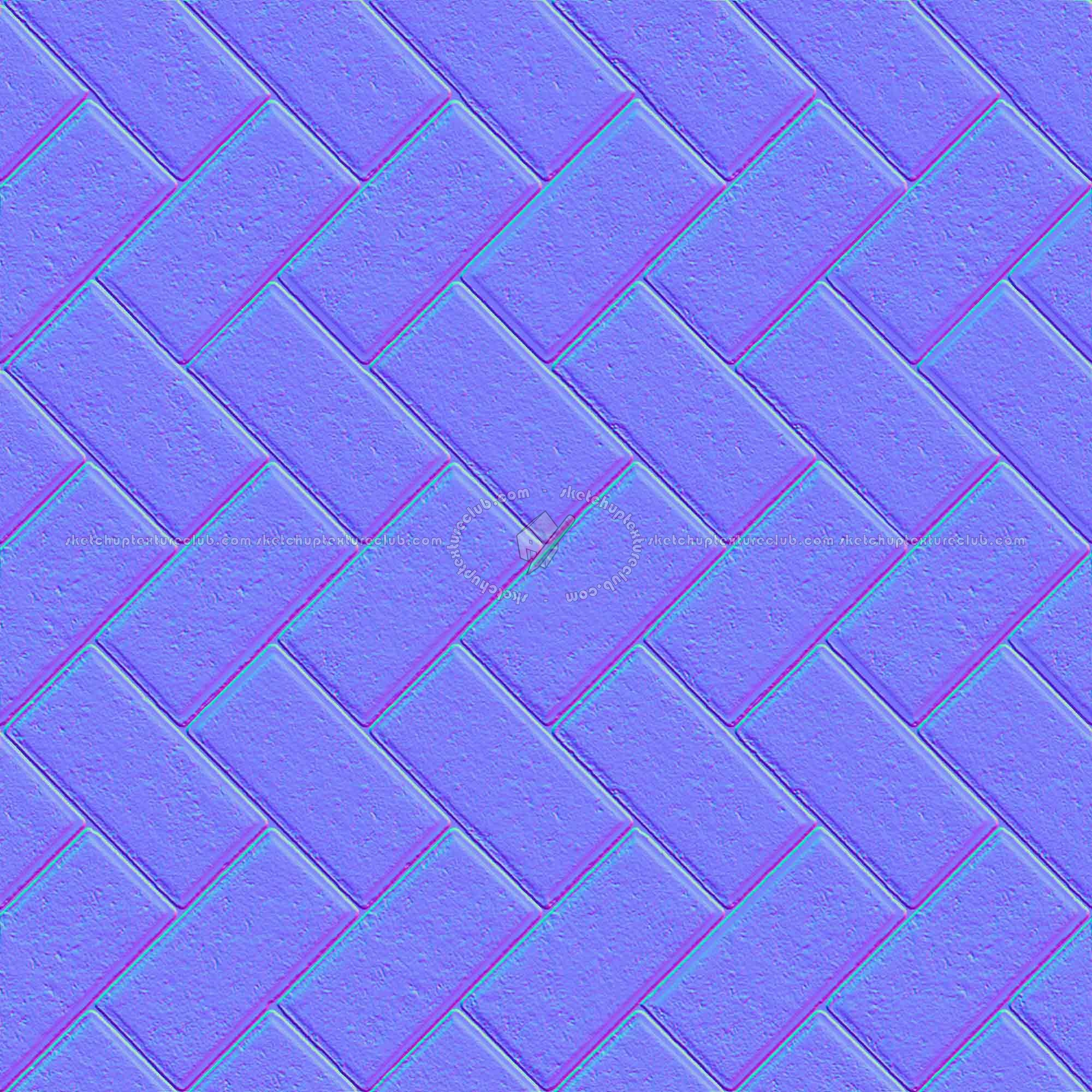 Textures   -   ARCHITECTURE   -   PAVING OUTDOOR   -   Concrete   -   Herringbone  - Concrete paving herringbone outdoor texture seamless 05813 - Normal