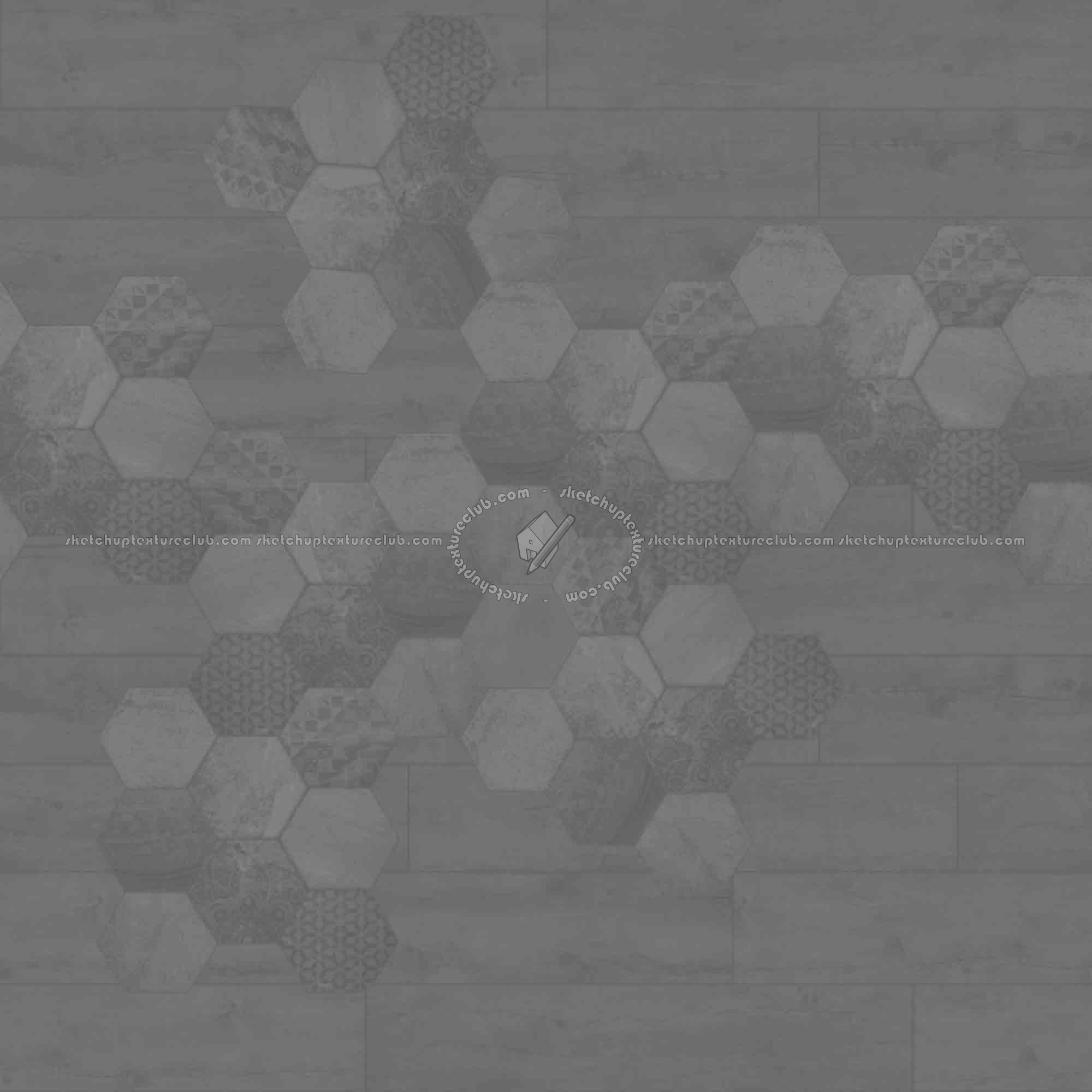 Textures   -   ARCHITECTURE   -   TILES INTERIOR   -   Hexagonal mixed  - Hexagonal tile texture seamless 18113 - Displacement