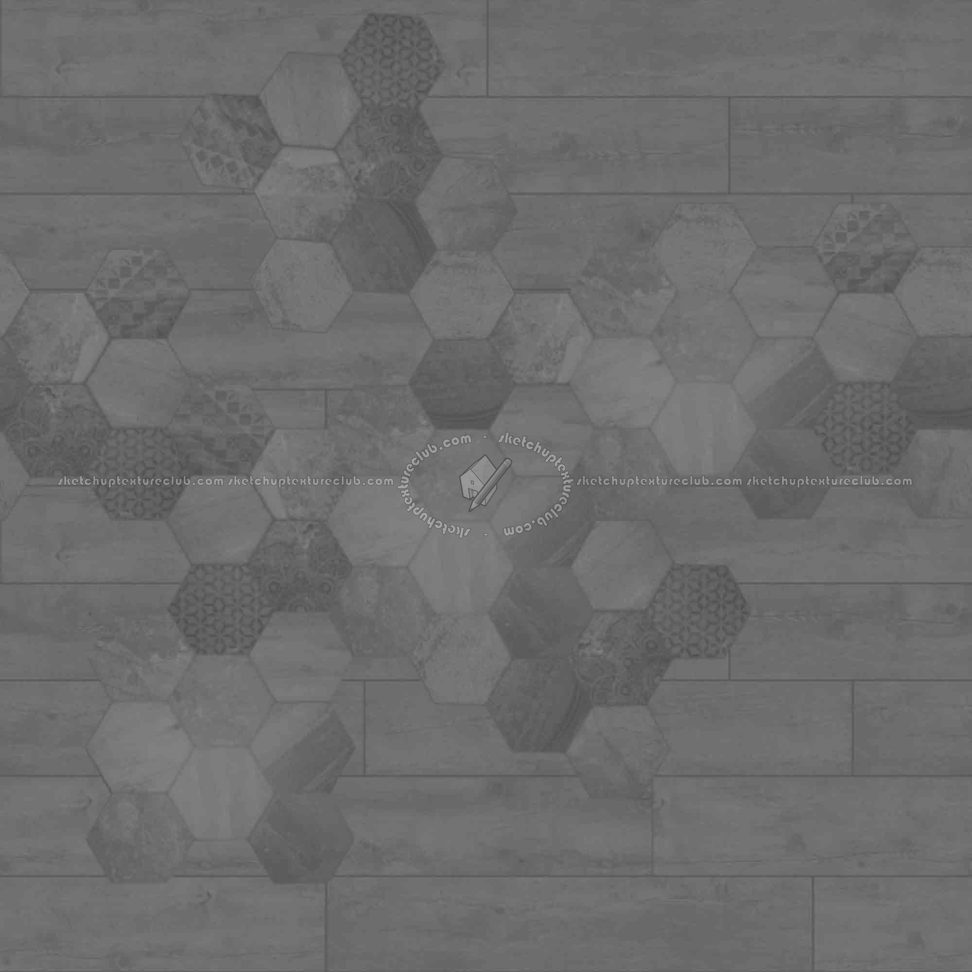 Textures   -   ARCHITECTURE   -   TILES INTERIOR   -   Hexagonal mixed  - Hexagonal tile texture seamless 18114 - Displacement