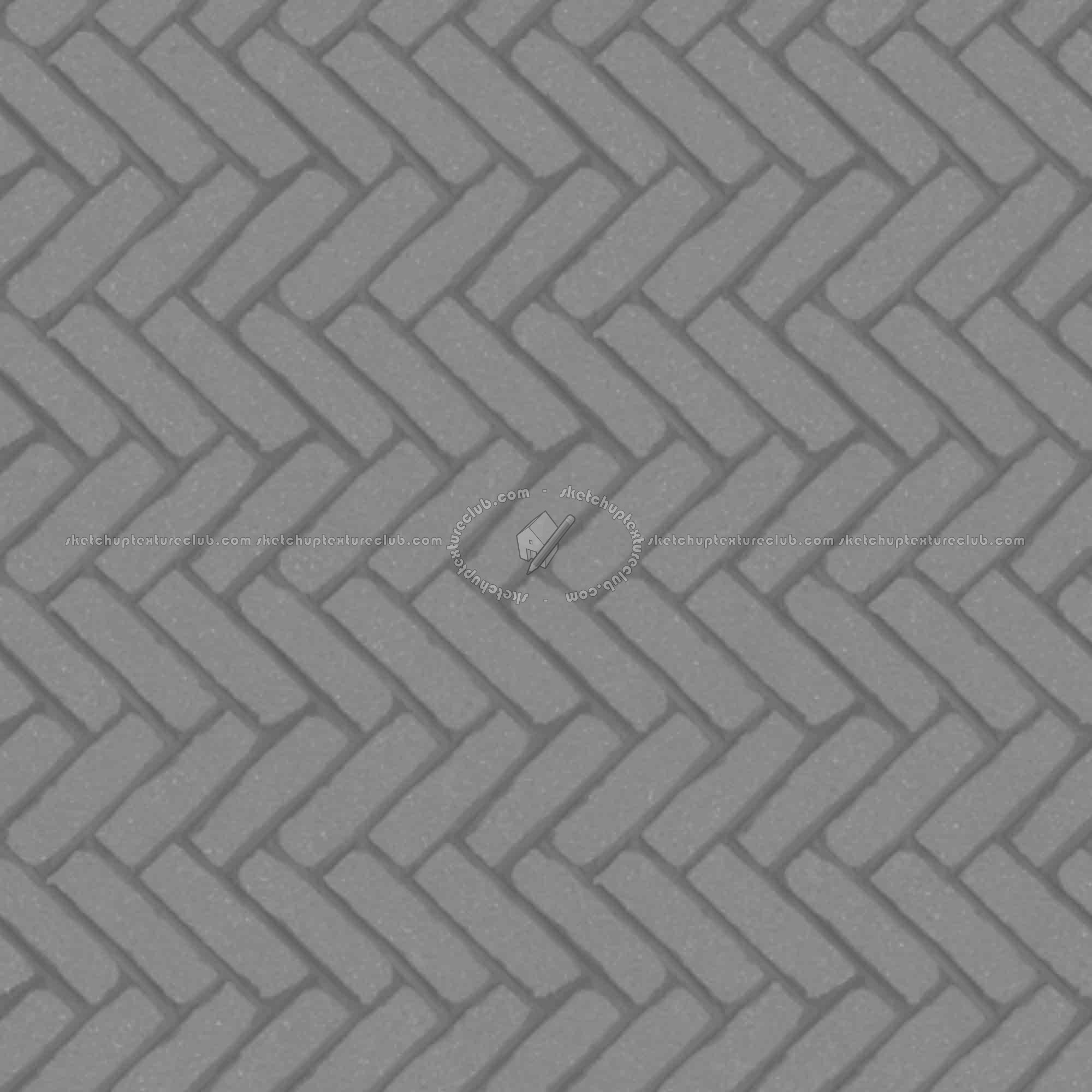 Textures   -   ARCHITECTURE   -   PAVING OUTDOOR   -   Concrete   -   Herringbone  - Concrete paving herringbone outdoor texture seamless 05818 - Displacement