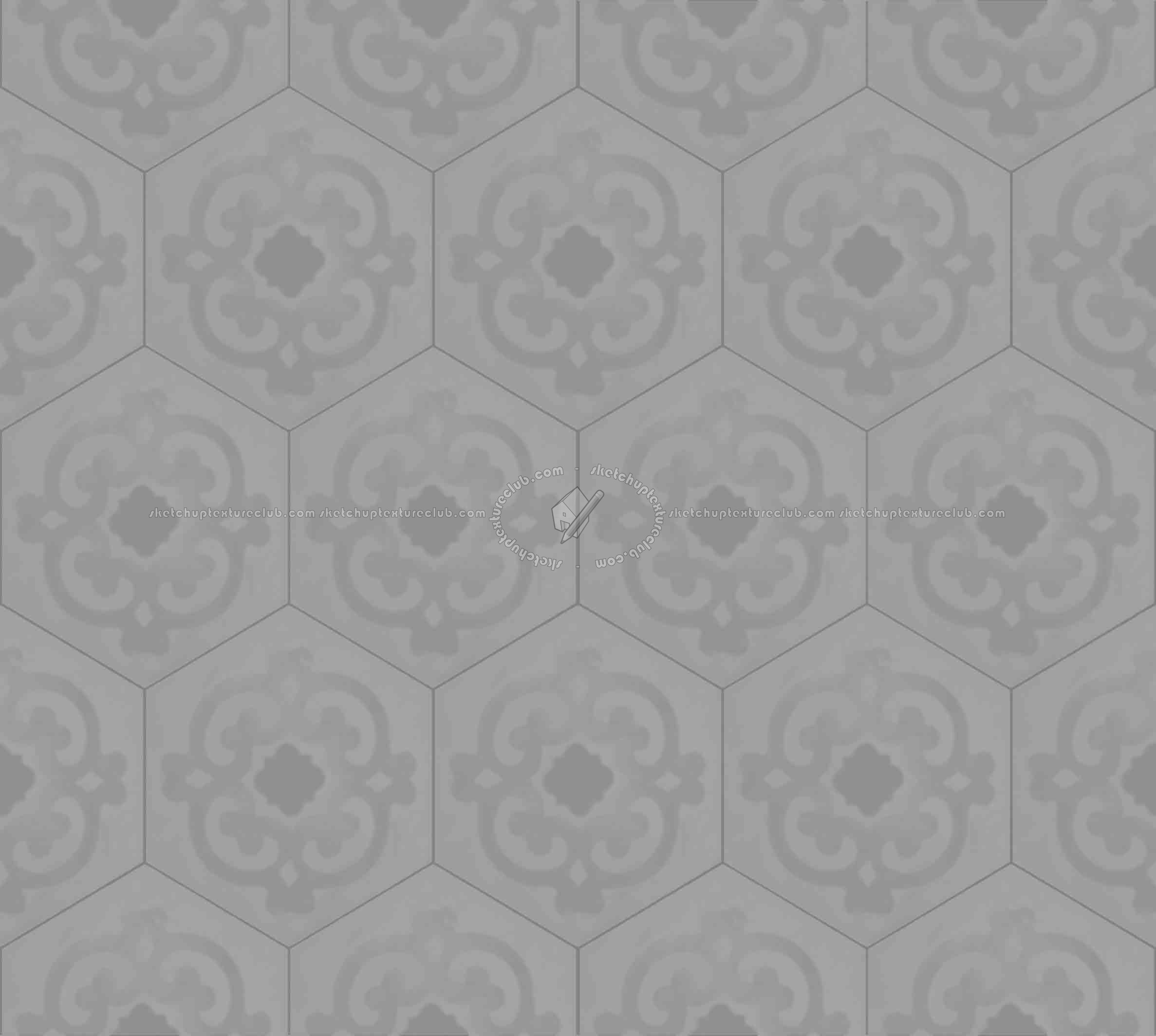 Textures   -   ARCHITECTURE   -   TILES INTERIOR   -   Hexagonal mixed  - Concrete hexagonal tile texture seamless 20287 - Displacement