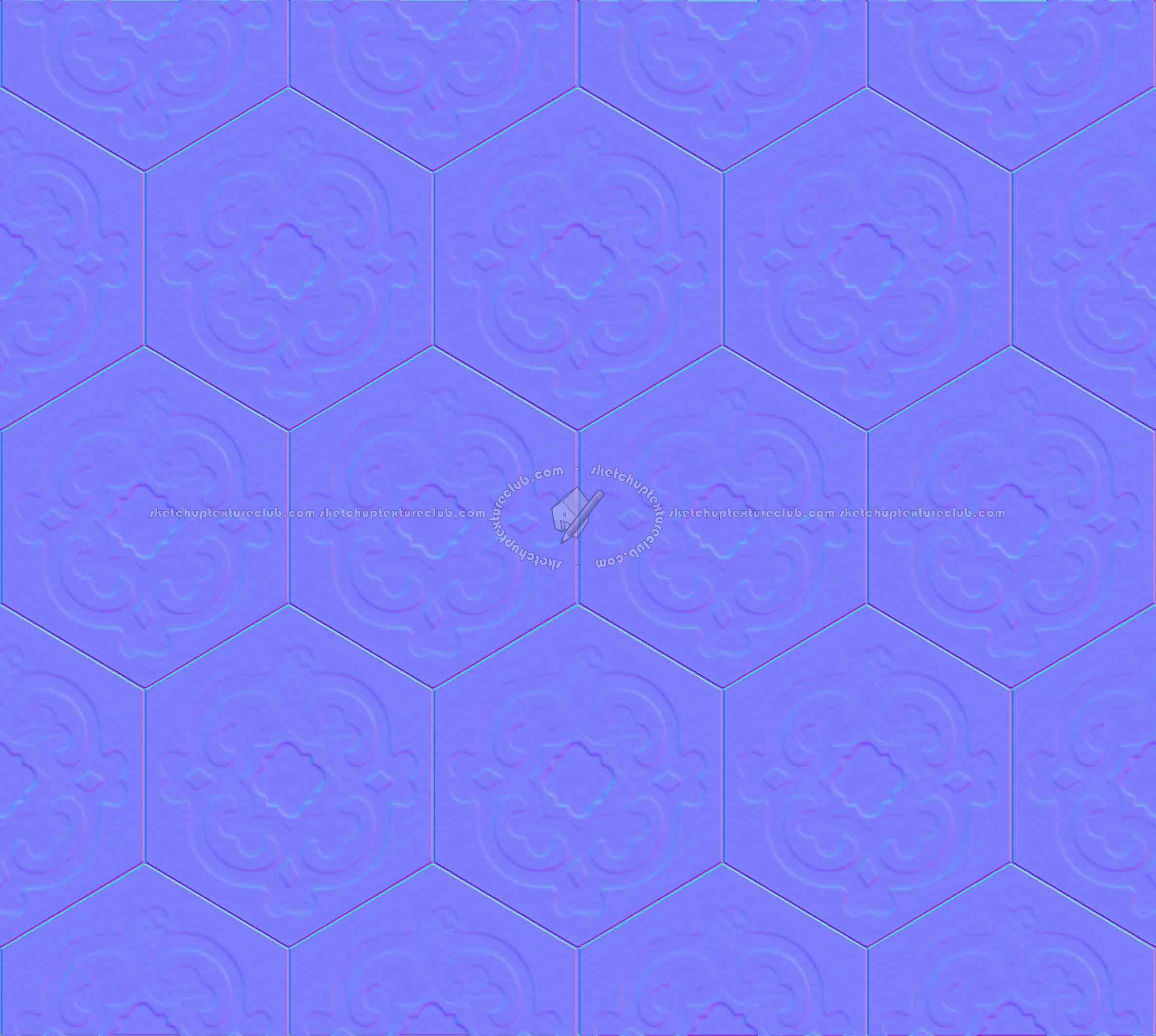 Textures   -   ARCHITECTURE   -   TILES INTERIOR   -   Hexagonal mixed  - Concrete hexagonal tile texture seamless 20287 - Normal