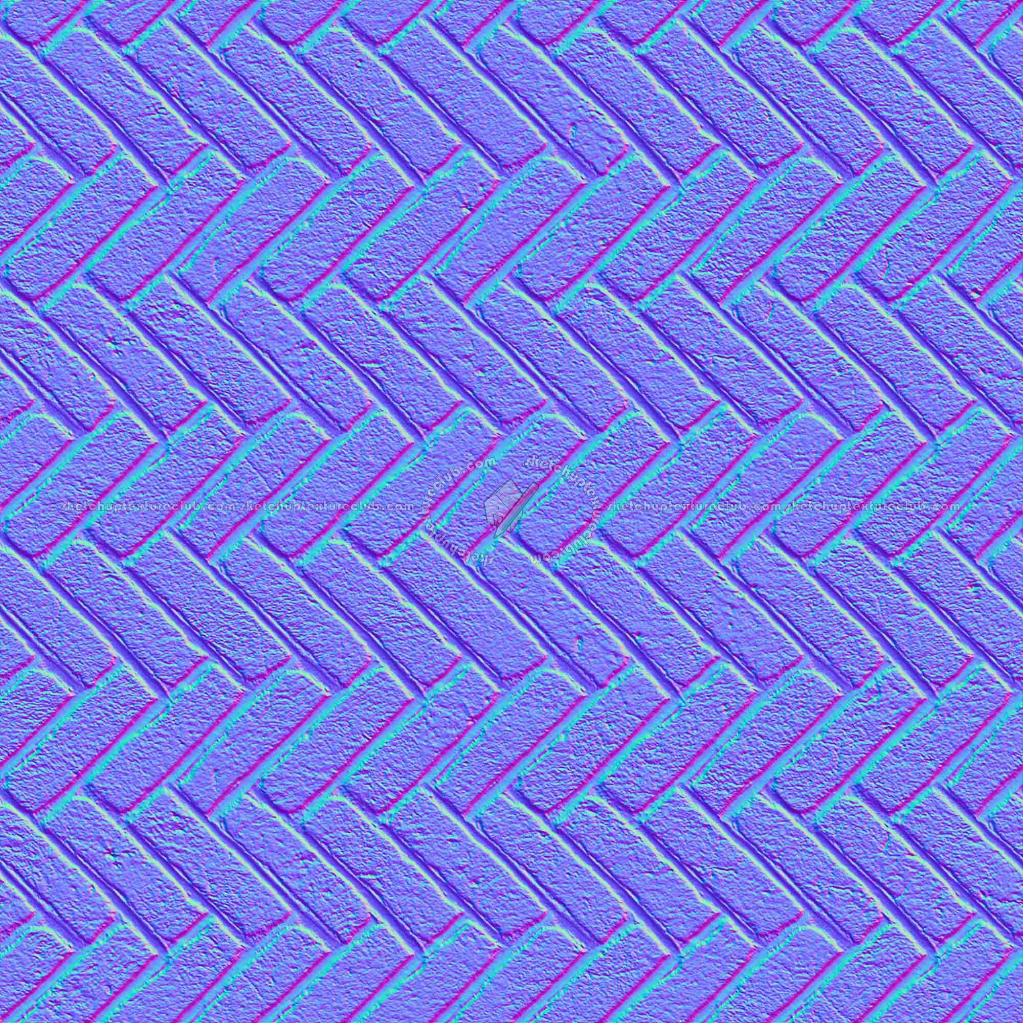 Textures   -   ARCHITECTURE   -   PAVING OUTDOOR   -   Concrete   -   Herringbone  - Concrete paving herringbone outdoor texture seamless 05819 - Normal