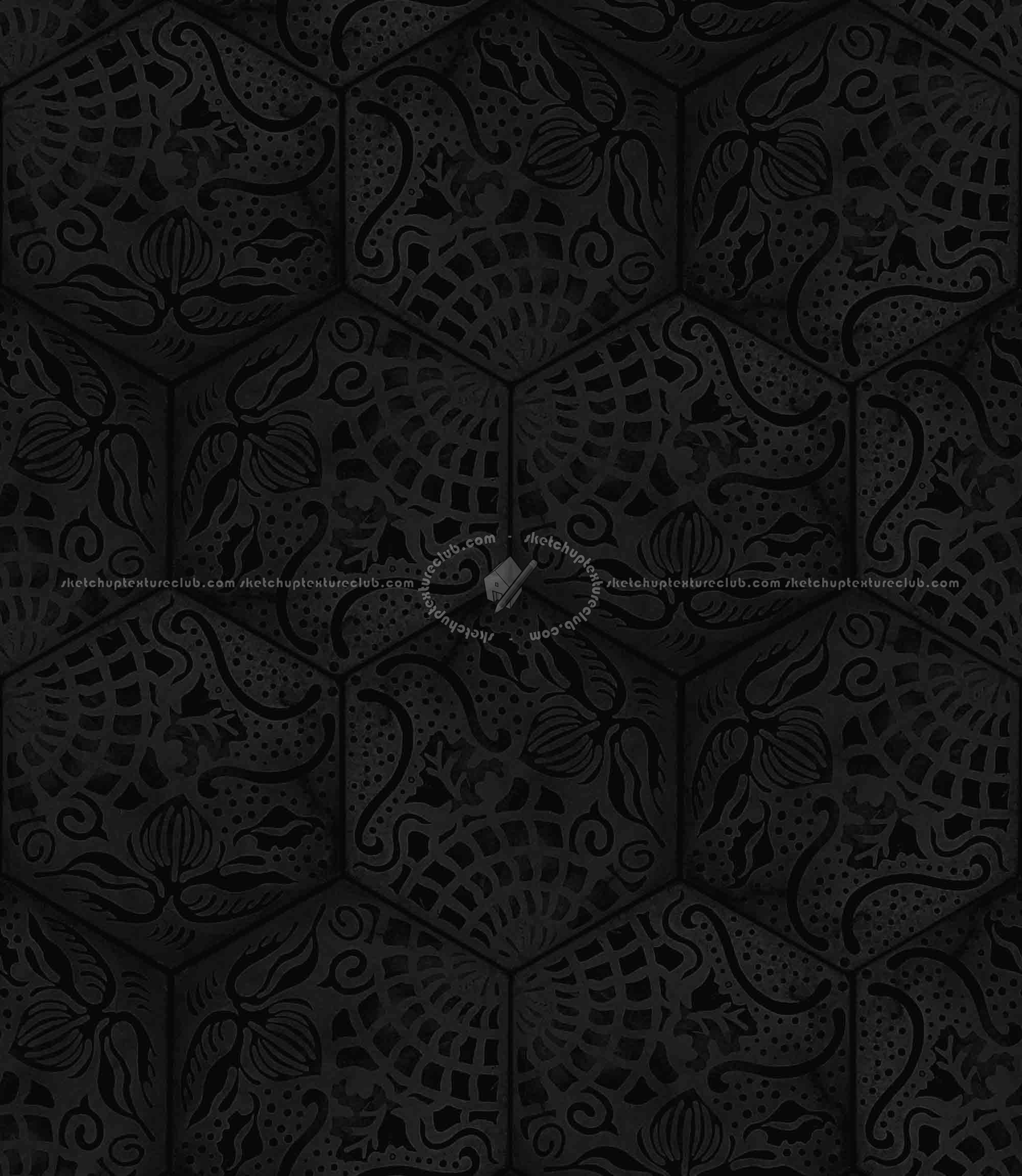 Textures   -   ARCHITECTURE   -   TILES INTERIOR   -   Hexagonal mixed  - Concrete hexagonal tile texture seamless 20289 - Specular