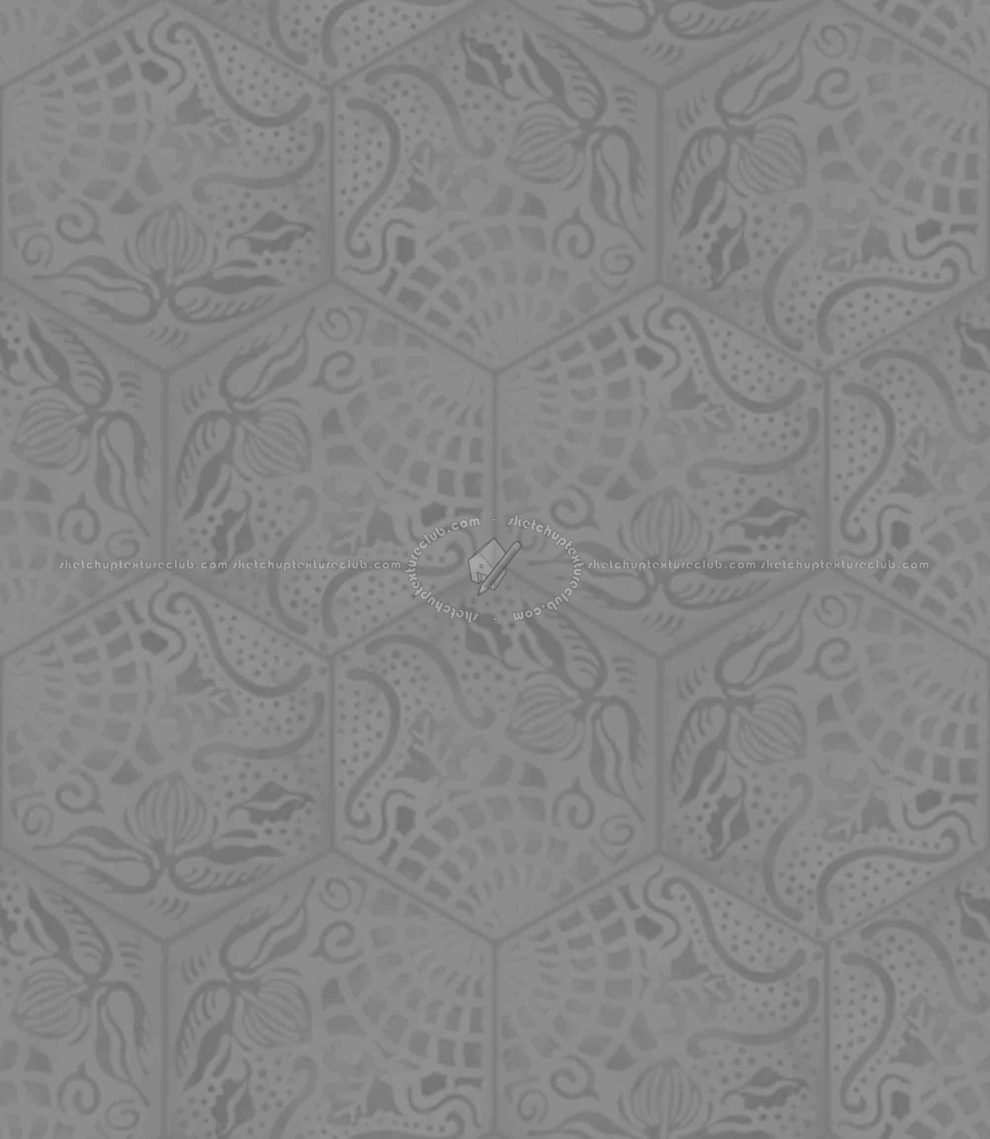 Textures   -   ARCHITECTURE   -   TILES INTERIOR   -   Hexagonal mixed  - Concrete hexagonal tile texture seamless 20290 - Displacement