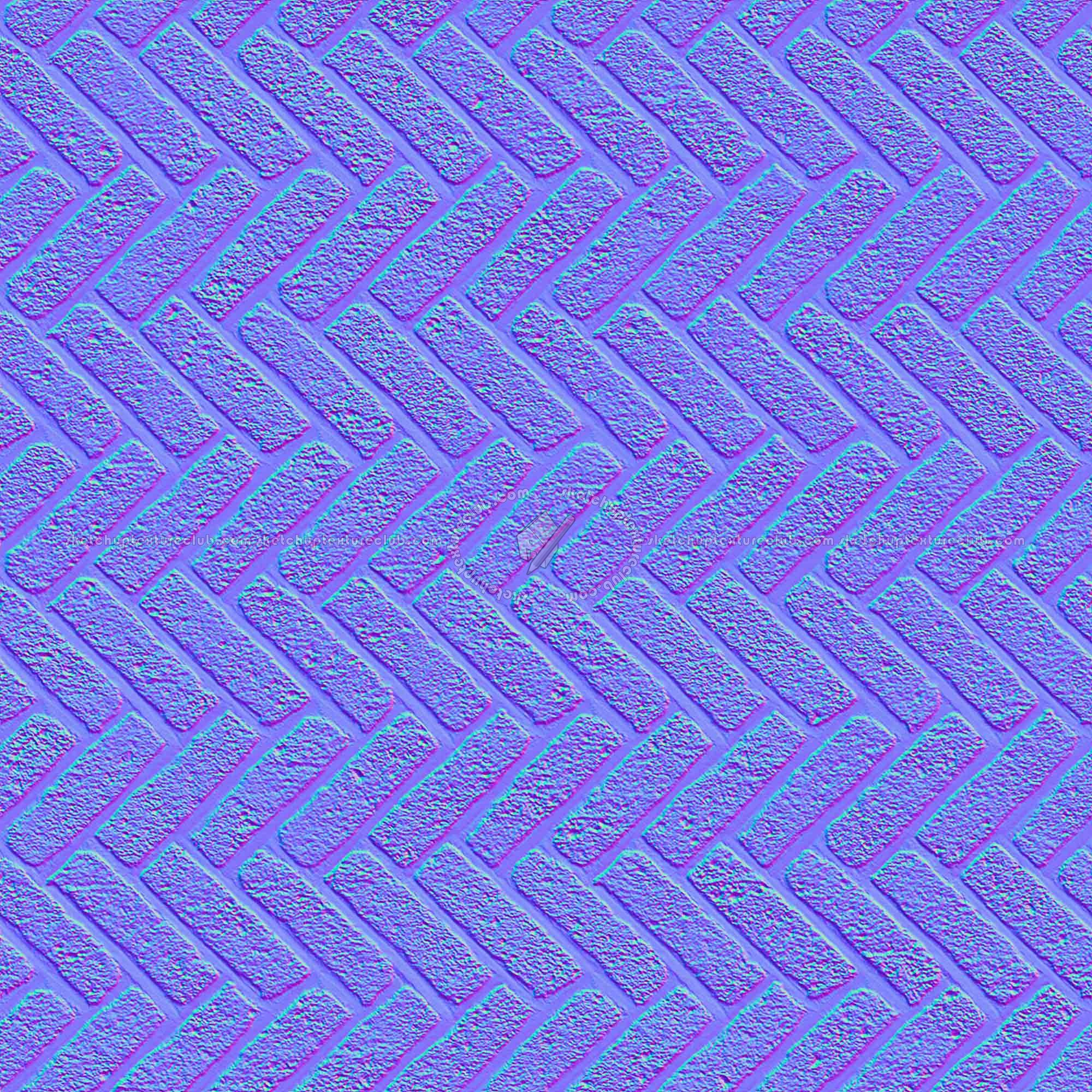 Textures   -   ARCHITECTURE   -   PAVING OUTDOOR   -   Concrete   -   Herringbone  - Concrete paving herringbone outdoor texture seamless 05822 - Normal