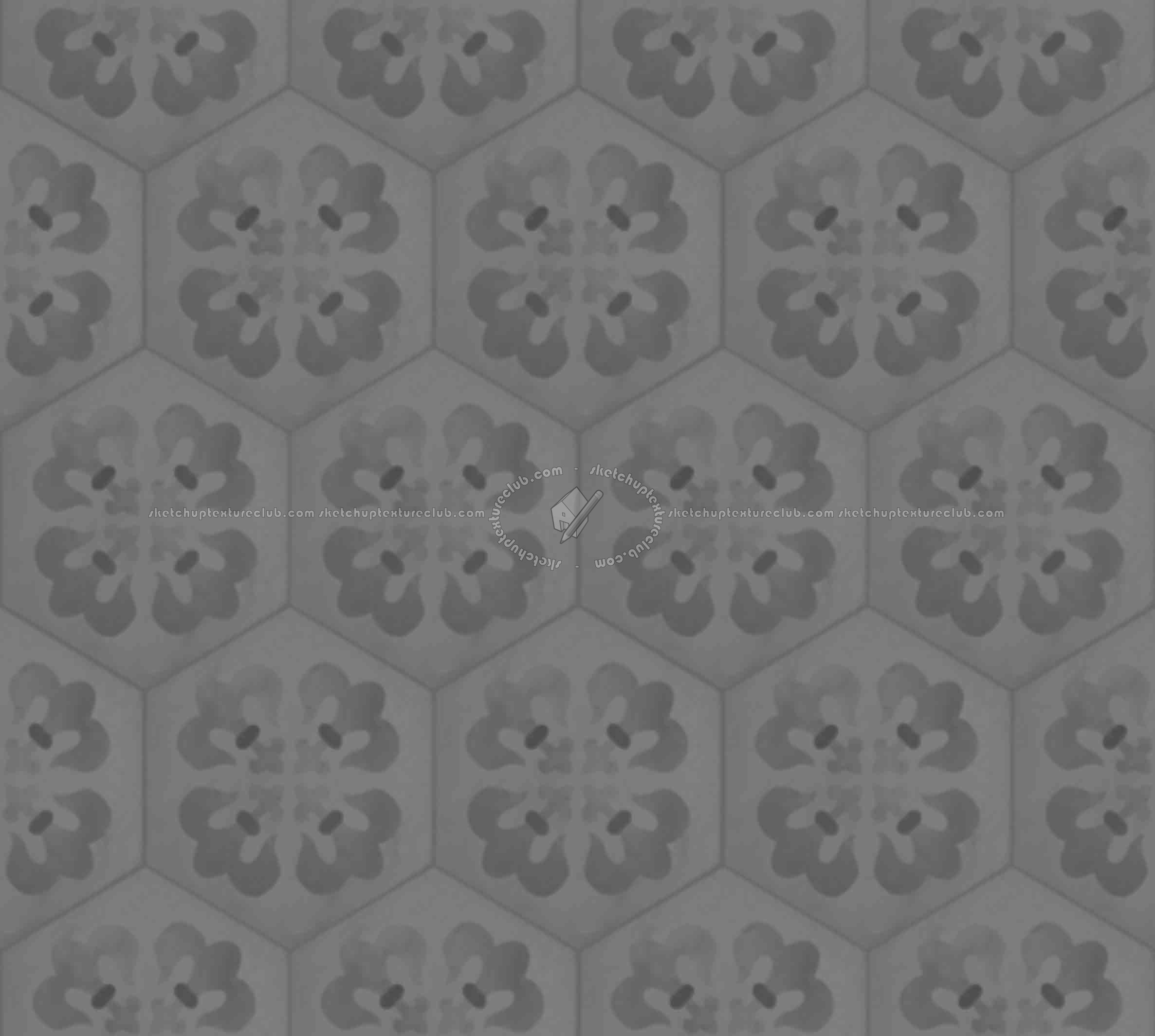Textures   -   ARCHITECTURE   -   TILES INTERIOR   -   Hexagonal mixed  - Concrete hexagonal tile texture seamless 20291 - Displacement