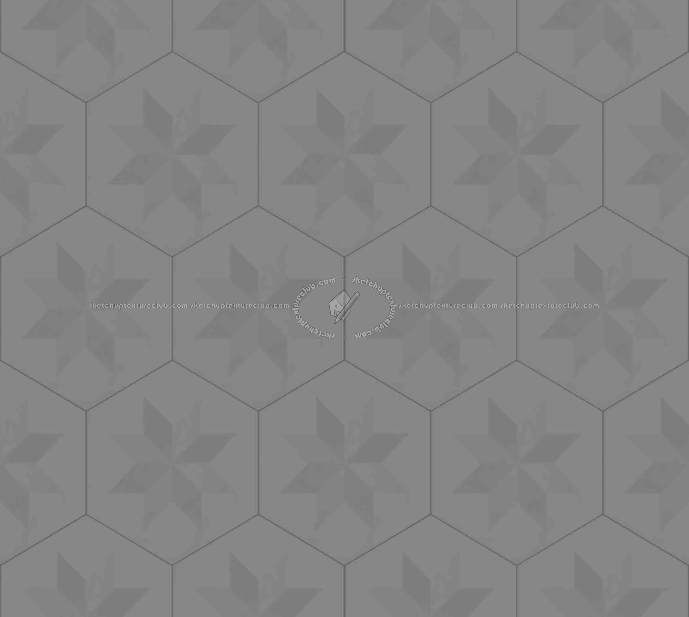 Textures   -   ARCHITECTURE   -   TILES INTERIOR   -   Hexagonal mixed  - Concrete hexagonal tile texture seamless 20292 - Displacement