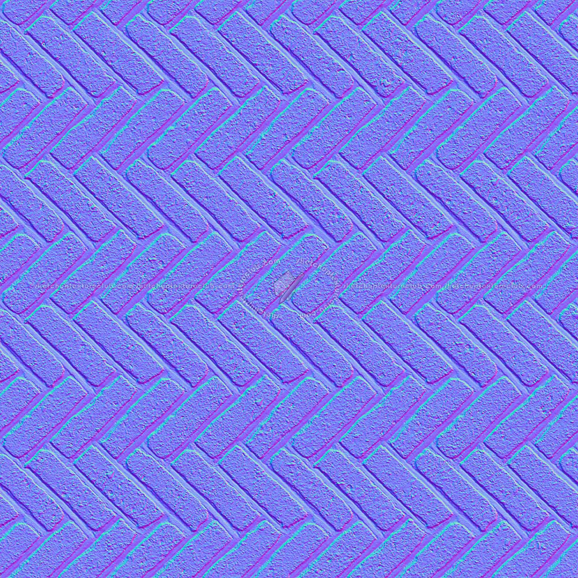 Textures   -   ARCHITECTURE   -   PAVING OUTDOOR   -   Concrete   -   Herringbone  - Concrete paving herringbone outdoor texture seamless 05825 - Normal