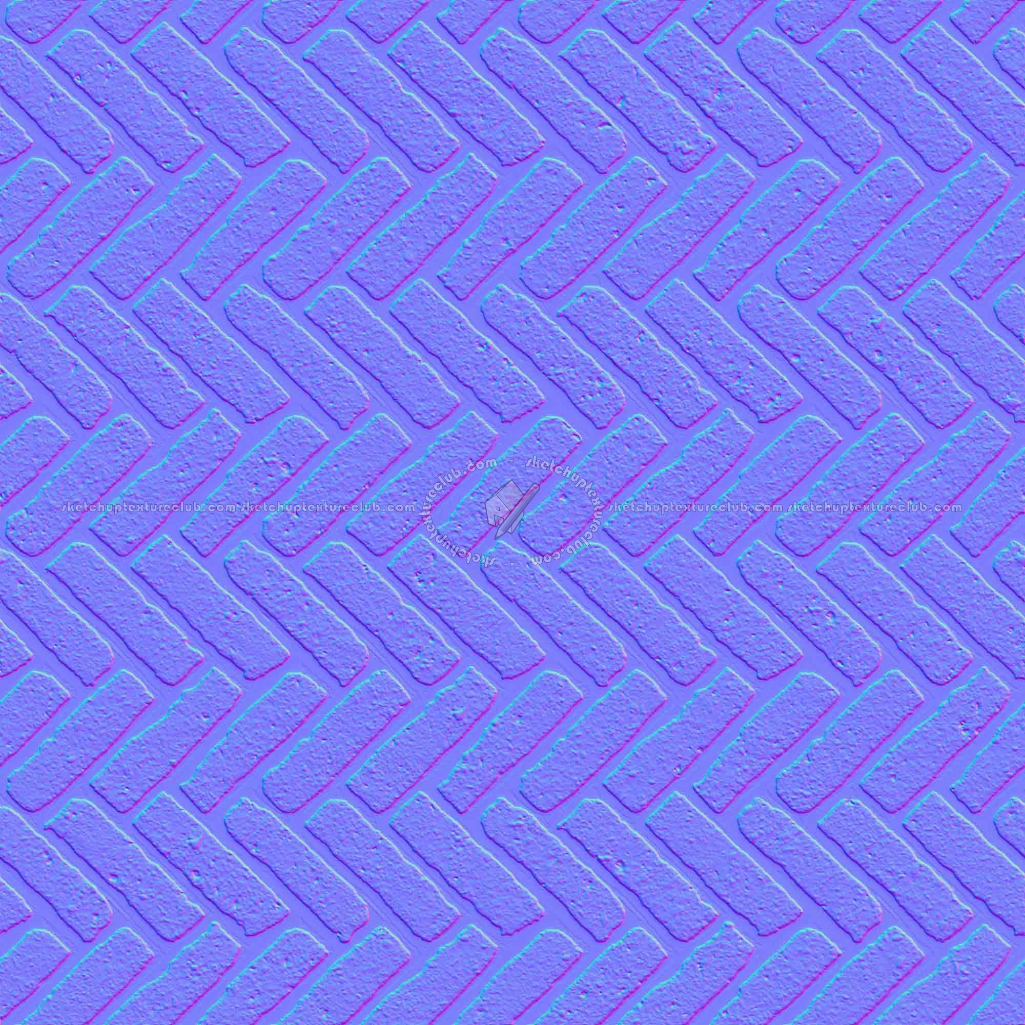 Textures   -   ARCHITECTURE   -   PAVING OUTDOOR   -   Concrete   -   Herringbone  - Concrete paving herringbone outdoor texture seamless 05826 - Normal