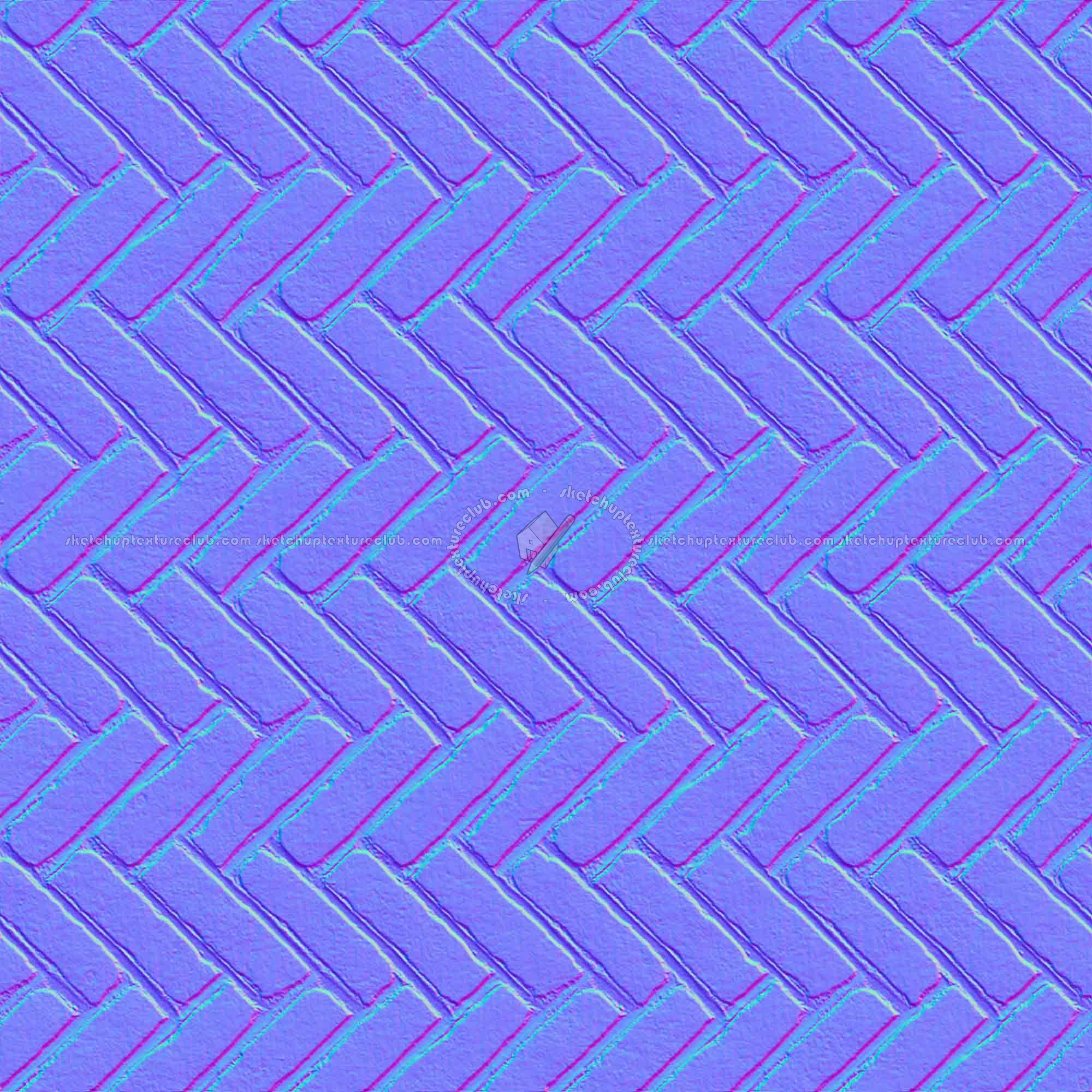 Textures   -   ARCHITECTURE   -   PAVING OUTDOOR   -   Concrete   -   Herringbone  - Concrete paving herringbone outdoor texture seamless 05829 - Normal