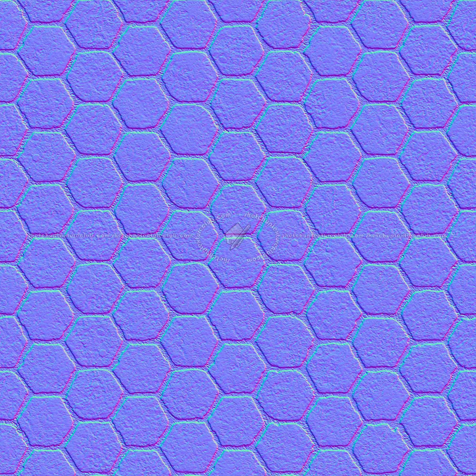 Textures   -   ARCHITECTURE   -   PAVING OUTDOOR   -   Hexagonal  - Terracotta paving outdoor hexagonal texture seamless 06023 - Normal