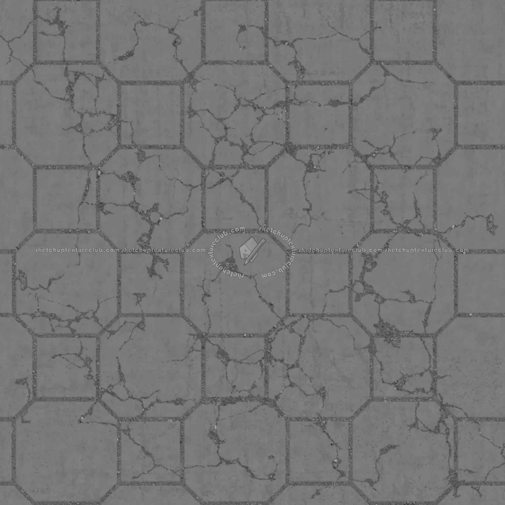 Textures   -   ARCHITECTURE   -   PAVING OUTDOOR   -   Concrete   -   Blocks damaged  - Concrete paving outdoor damaged texture seamless 05522 - Displacement