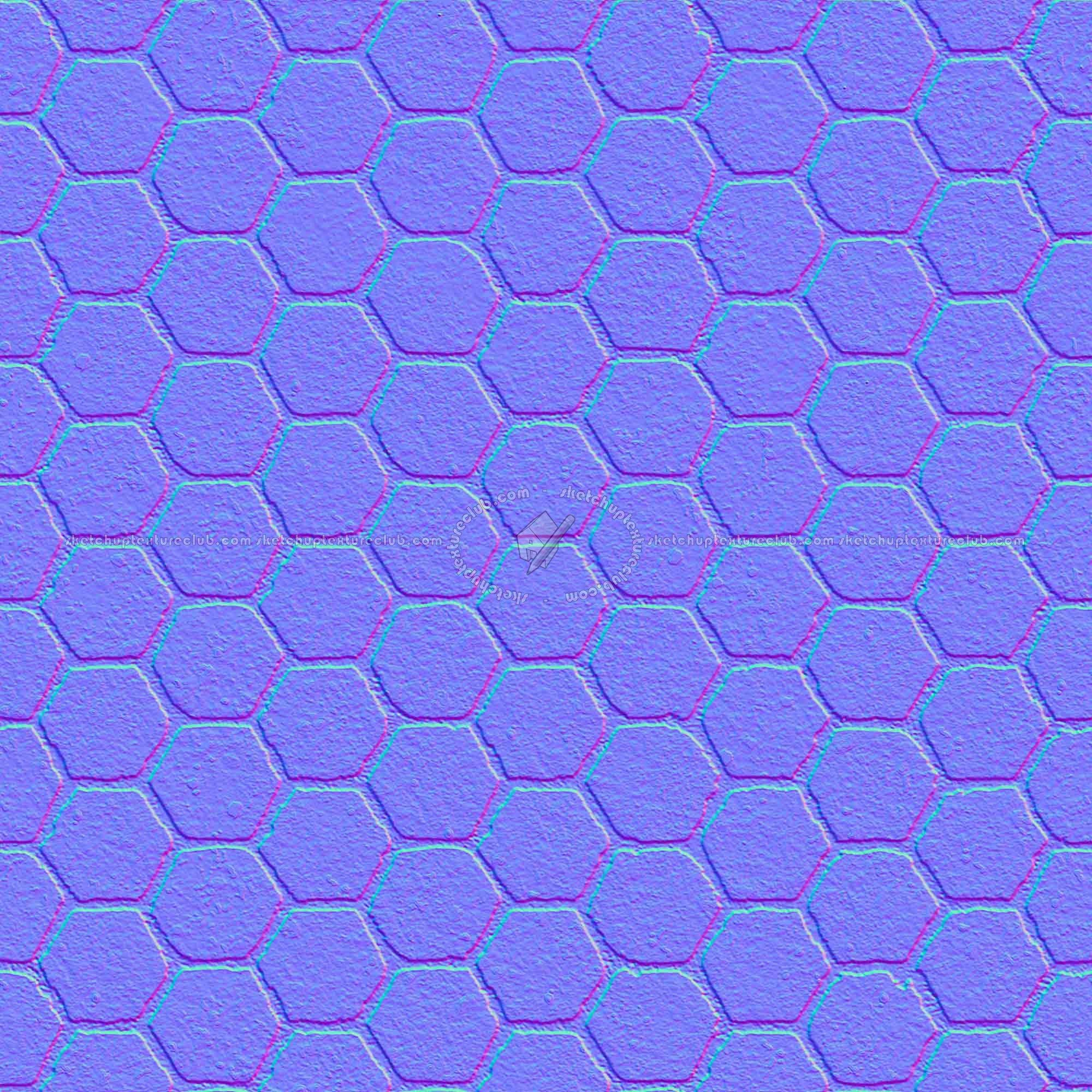 Textures   -   ARCHITECTURE   -   PAVING OUTDOOR   -   Hexagonal  - Terracotta paving outdoor hexagonal texture seamless 06024 - Normal