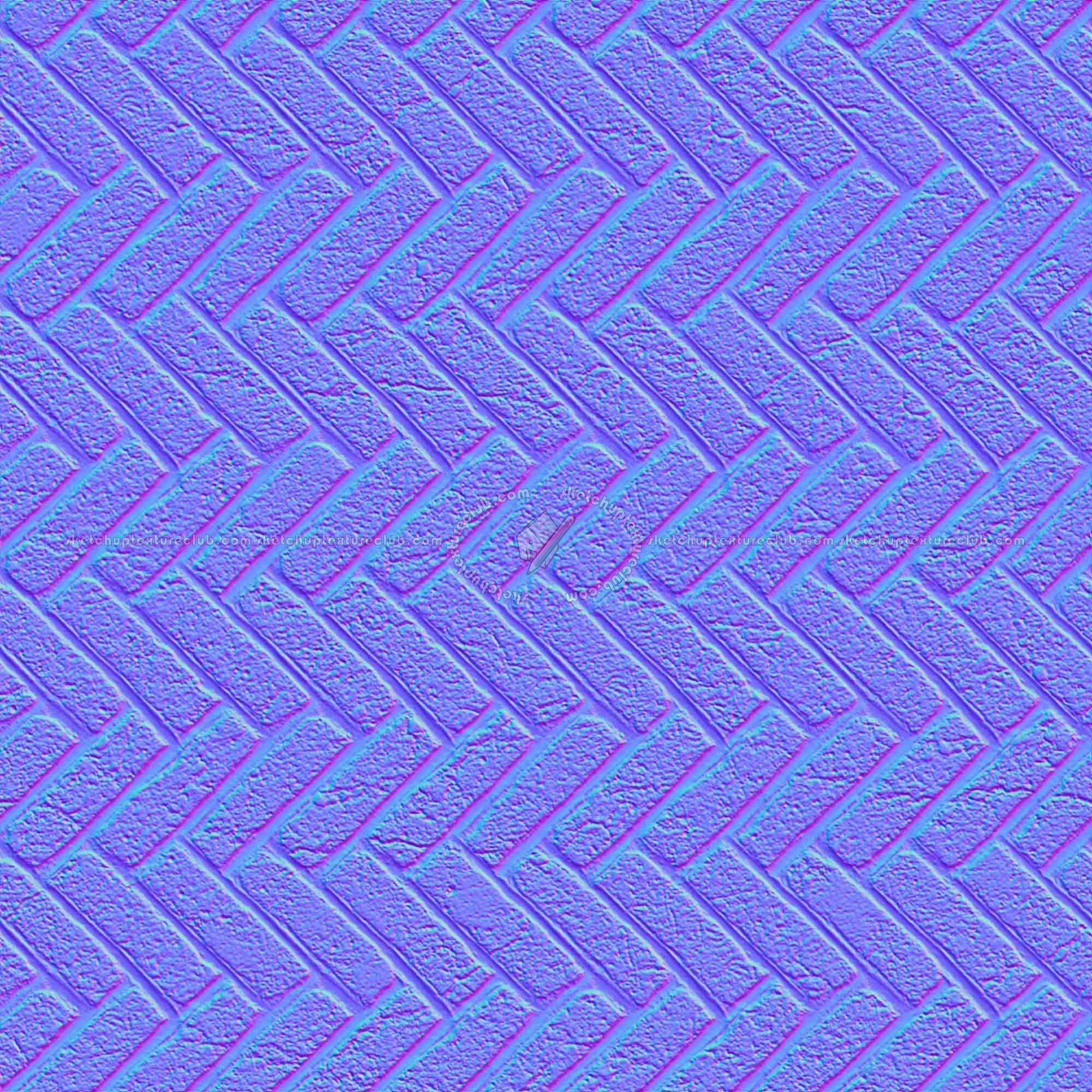 Textures   -   ARCHITECTURE   -   PAVING OUTDOOR   -   Concrete   -   Herringbone  - Concrete paving herringbone outdoor texture seamless 05833 - Normal