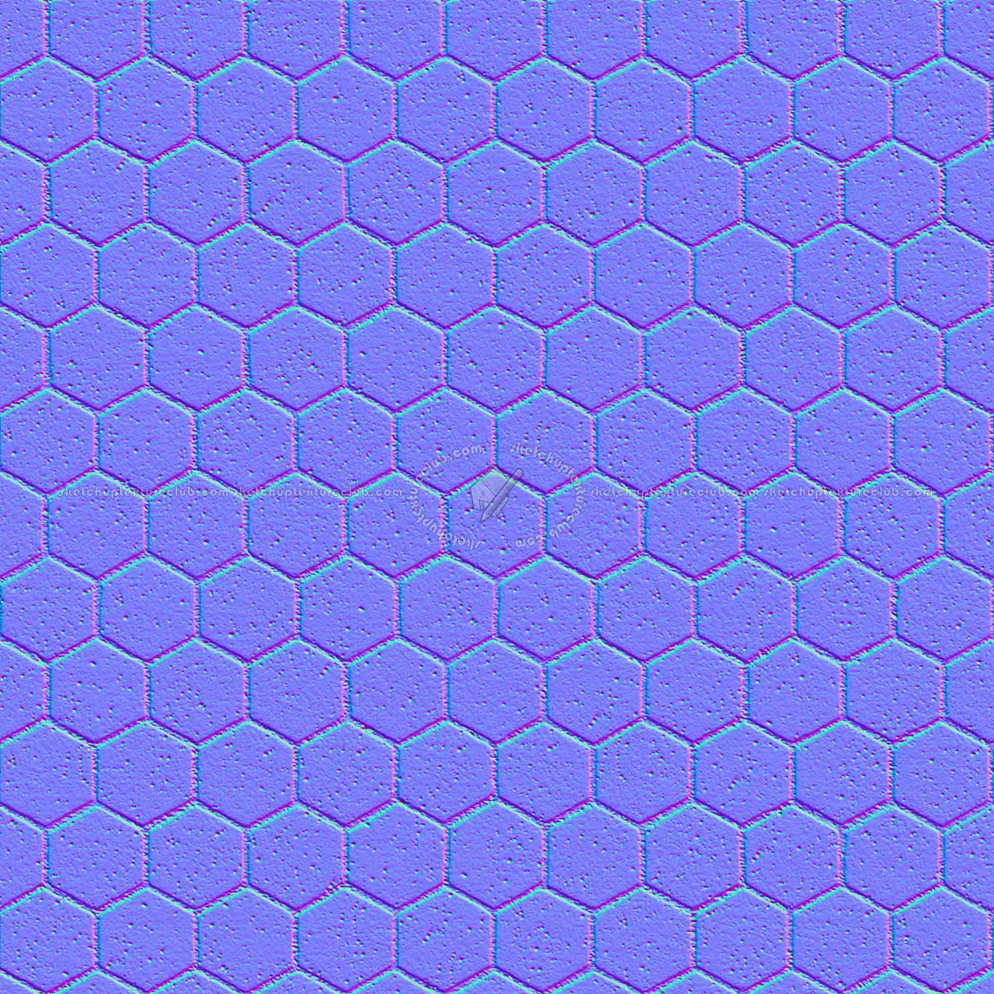 Textures   -   ARCHITECTURE   -   PAVING OUTDOOR   -   Hexagonal  - Terracotta paving outdoor hexagonal texture seamless 06025 - Normal