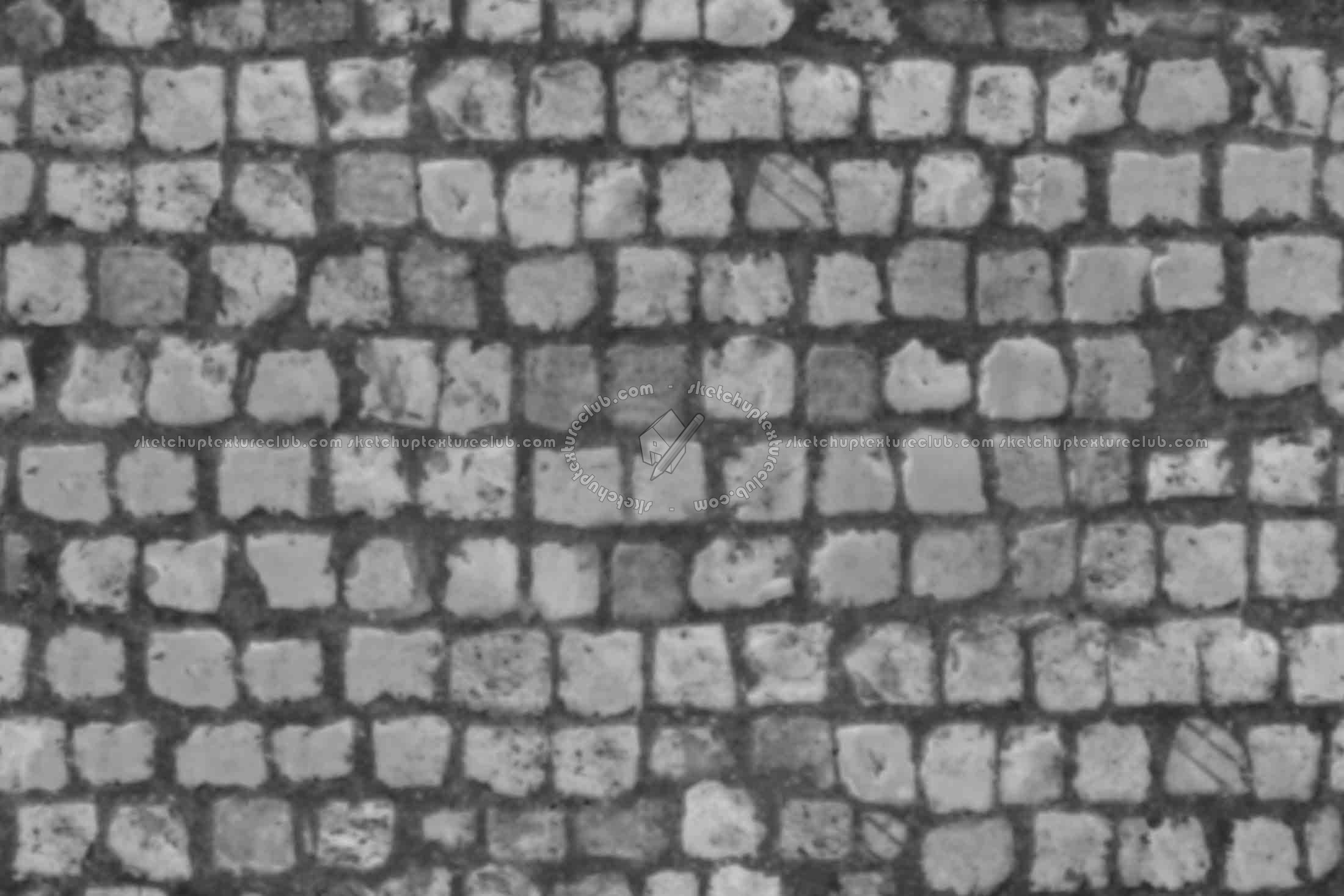 Textures   -   ARCHITECTURE   -   ROADS   -   Paving streets   -   Damaged cobble  - Damaged cobblestone texture seamless 21236 - Displacement