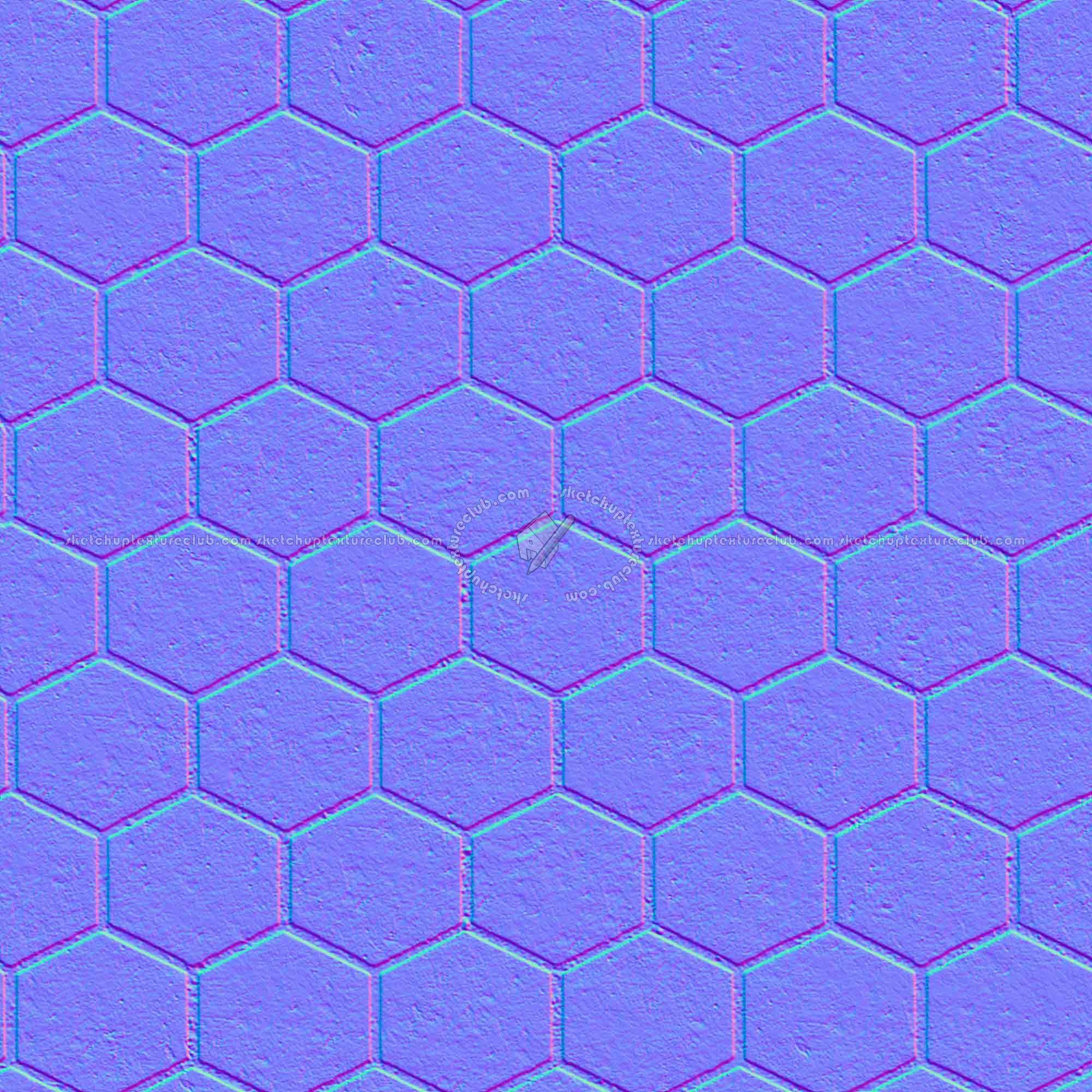 Textures   -   ARCHITECTURE   -   PAVING OUTDOOR   -   Hexagonal  - Terracotta paving outdoor hexagonal texture seamless 06027 - Normal