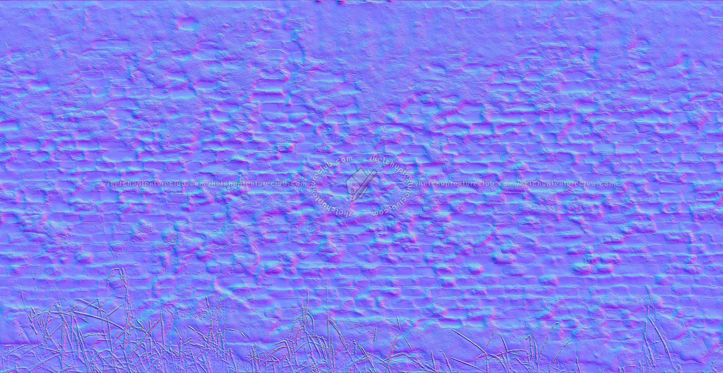 Textures   -   ARCHITECTURE   -   BRICKS   -   Damaged bricks  - Old damaged wall bricks texture horizontal seamless 19658 - Normal