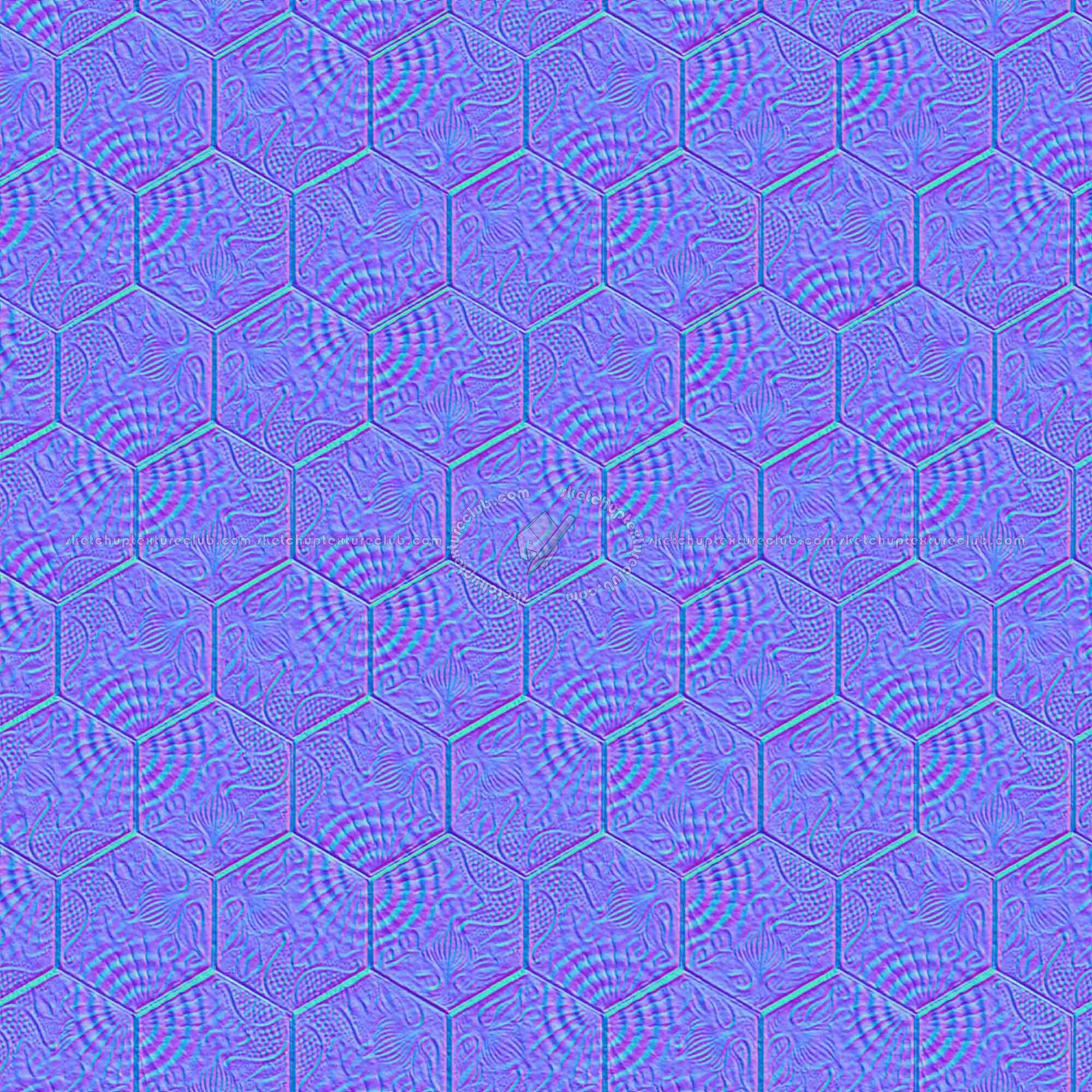 Textures   -   ARCHITECTURE   -   PAVING OUTDOOR   -   Hexagonal  - Concrete paving outdoor hexagonal texture seamless 06029 - Normal