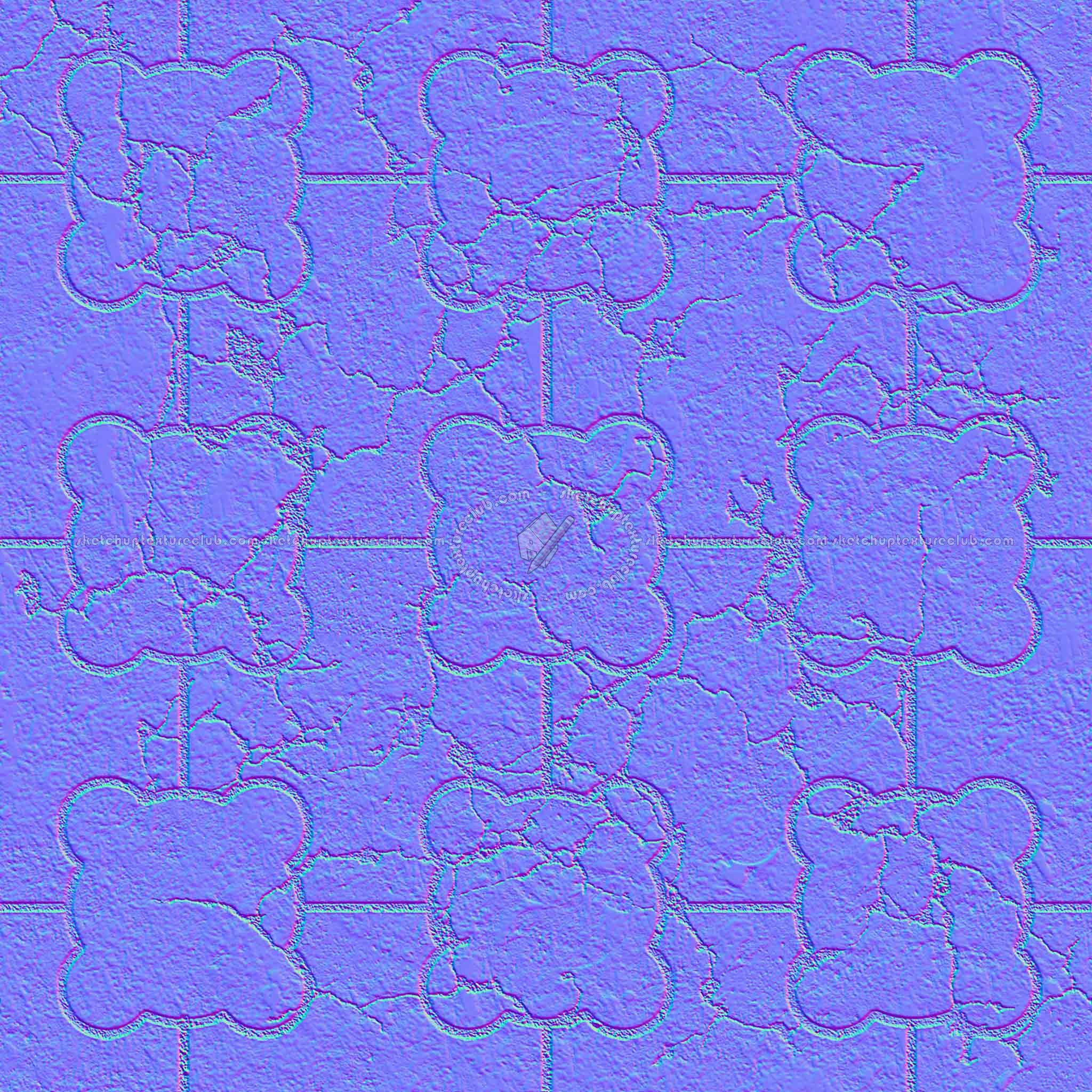 Textures   -   ARCHITECTURE   -   PAVING OUTDOOR   -   Concrete   -   Blocks damaged  - Concrete paving outdoor damaged texture seamless 05528 - Normal