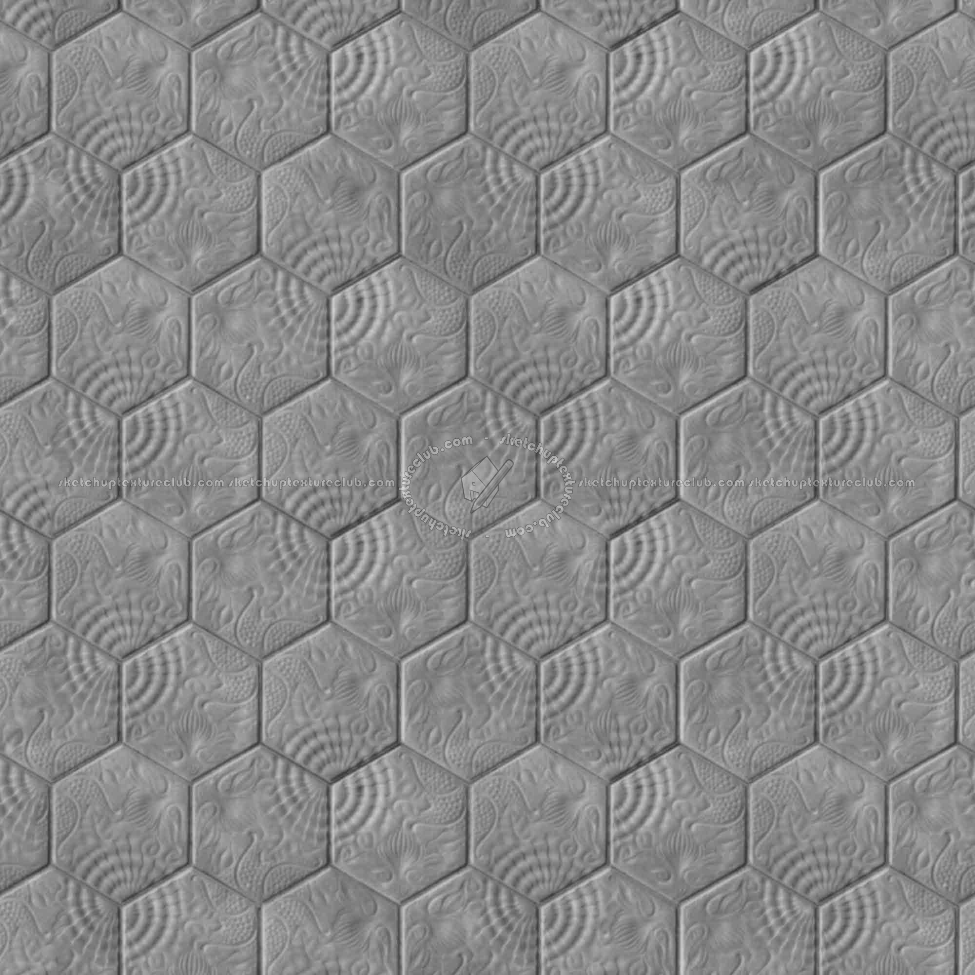 Textures   -   ARCHITECTURE   -   PAVING OUTDOOR   -   Hexagonal  - Concrete paving outdoor hexagonal texture seamless 06030 - Displacement