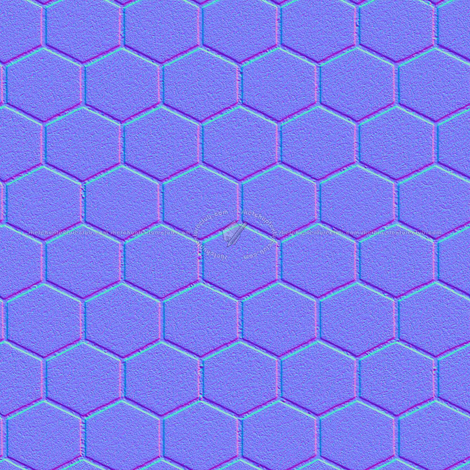 Textures   -   ARCHITECTURE   -   PAVING OUTDOOR   -   Hexagonal  - Concrete paving outdoor hexagonal texture seamless 06031 - Normal