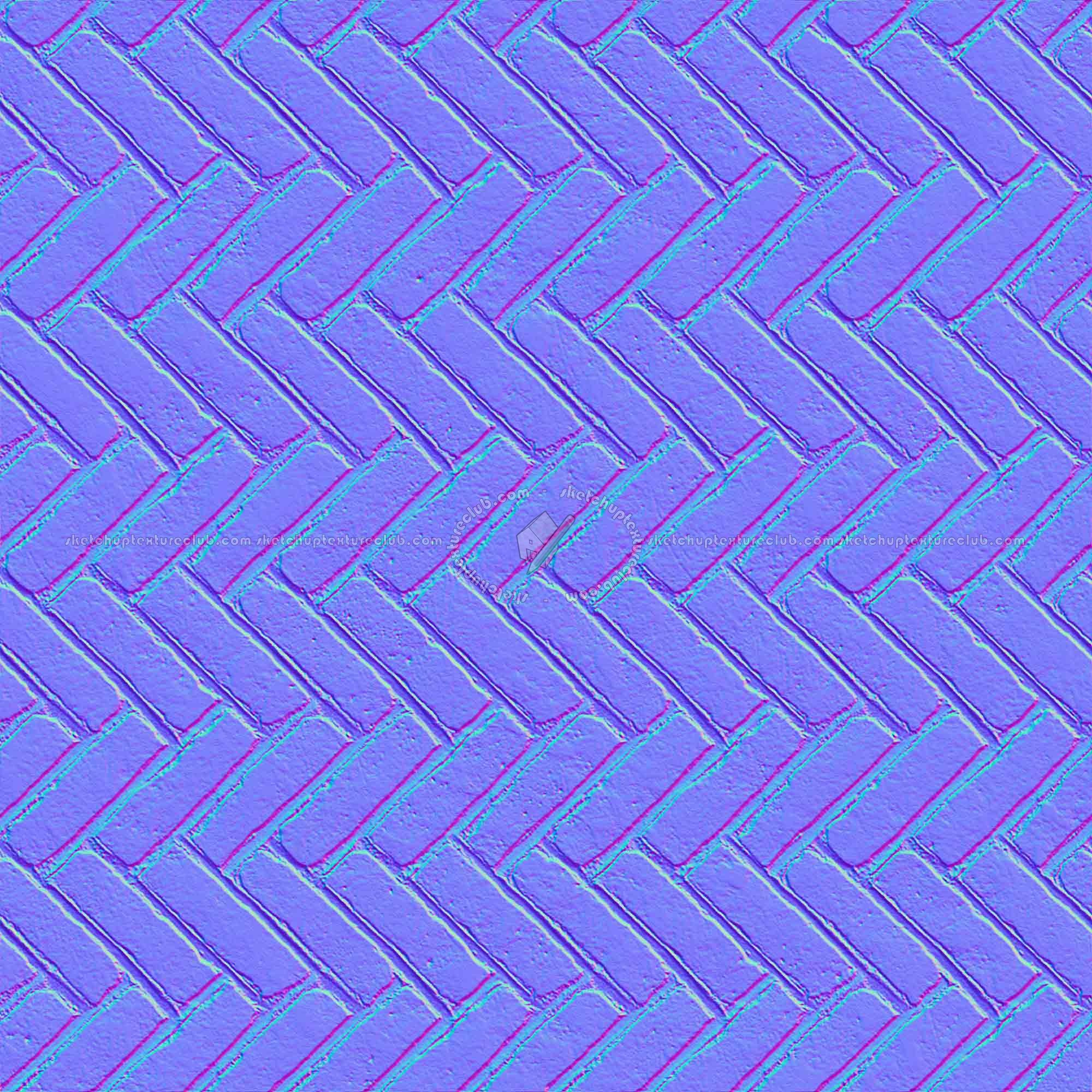 Textures   -   ARCHITECTURE   -   PAVING OUTDOOR   -   Concrete   -   Herringbone  - Concrete paving herringbone outdoor texture seamless 05840 - Normal