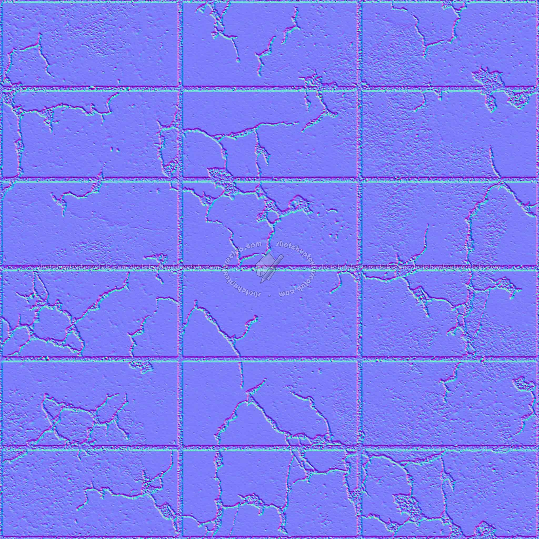 Textures   -   ARCHITECTURE   -   PAVING OUTDOOR   -   Concrete   -   Blocks damaged  - Concrete paving outdoor damaged texture seamless 05531 - Normal