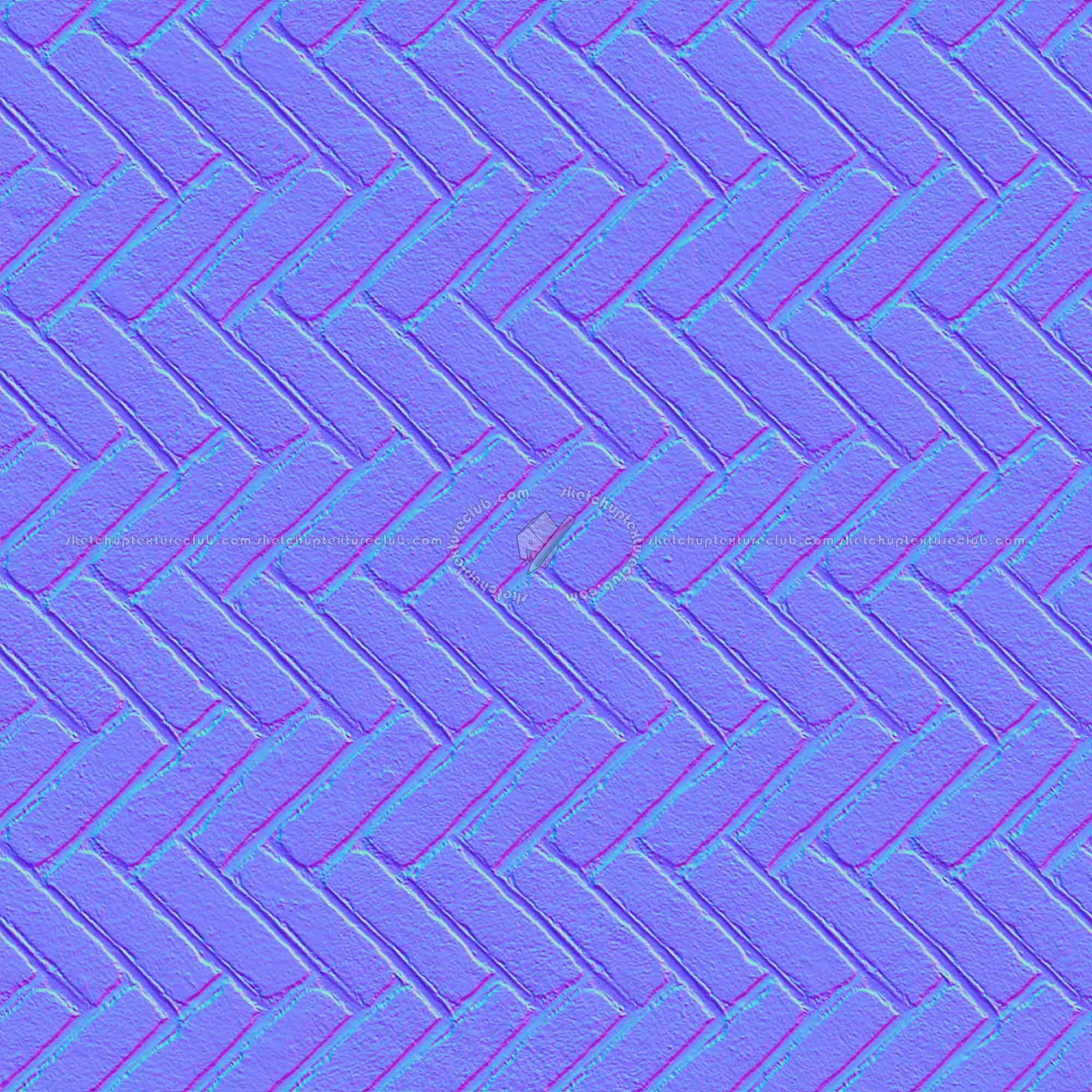 Textures   -   ARCHITECTURE   -   PAVING OUTDOOR   -   Concrete   -   Herringbone  - Concrete paving herringbone outdoor texture seamless 05842 - Normal