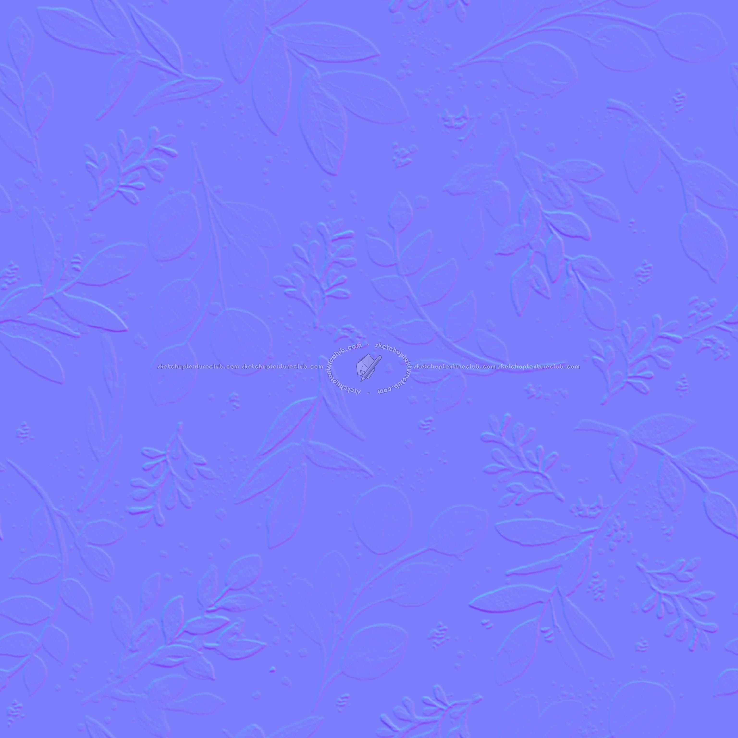 Textures   -   FREE PBR TEXTURES  - Floral wallpaper pbr texture seamless 22421 - Normal