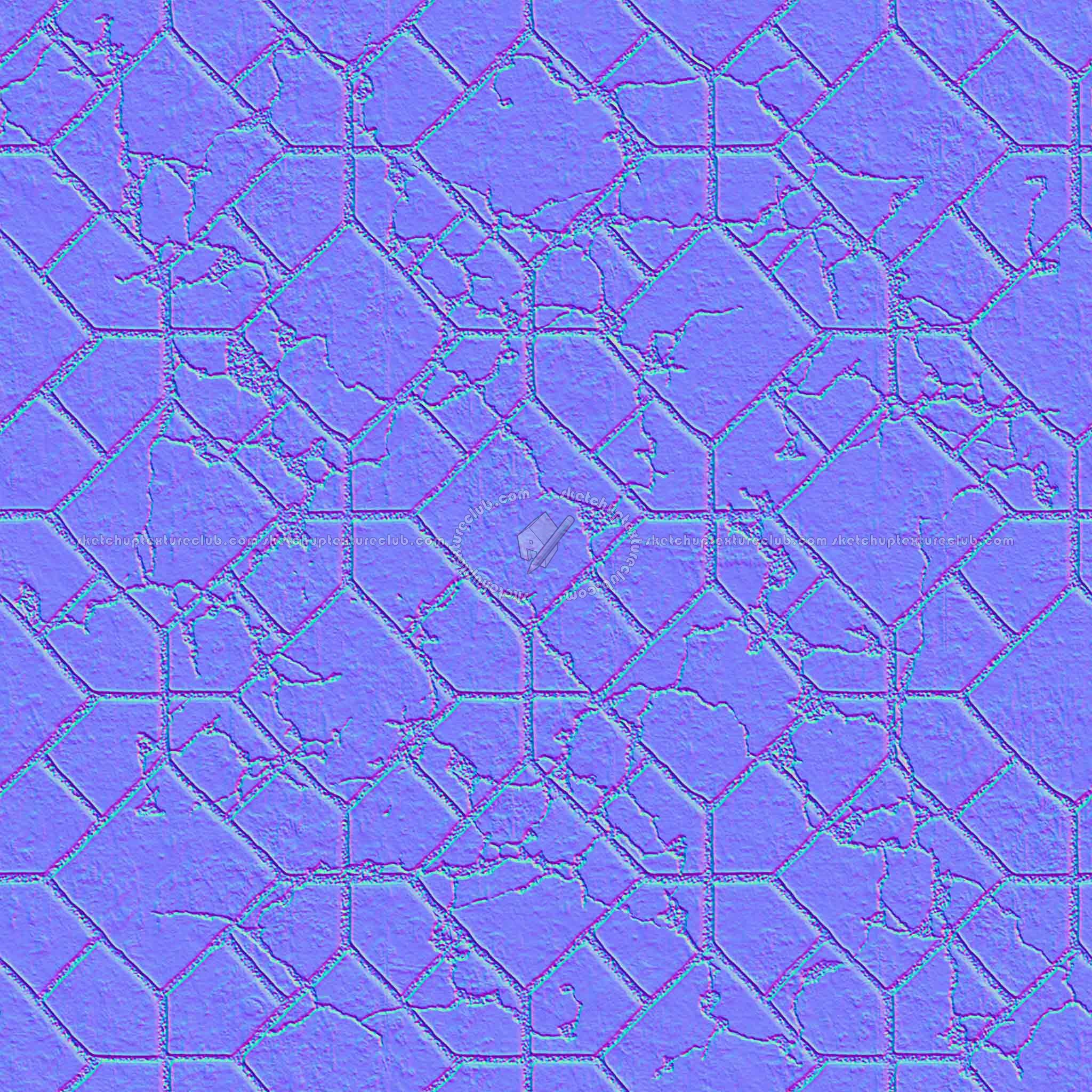 Textures   -   ARCHITECTURE   -   PAVING OUTDOOR   -   Concrete   -   Blocks damaged  - Concrete paving outdoor damaged texture seamless 05534 - Normal