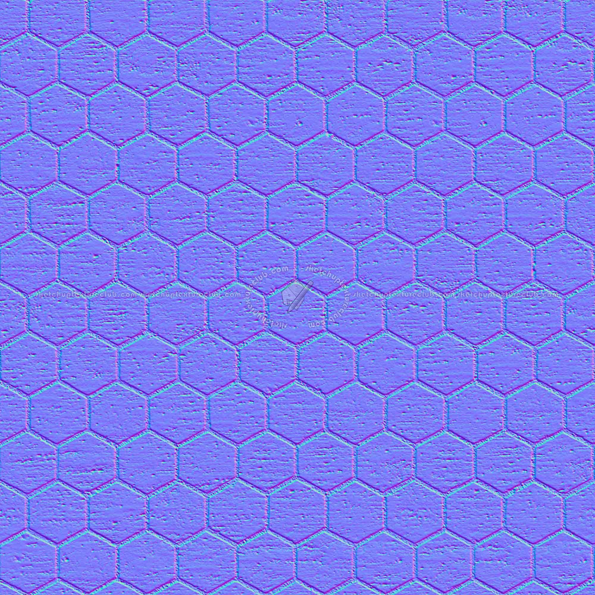 Textures   -   ARCHITECTURE   -   PAVING OUTDOOR   -   Hexagonal  - Travertine paving outdoor hexagonal texture seamless 06038 - Normal