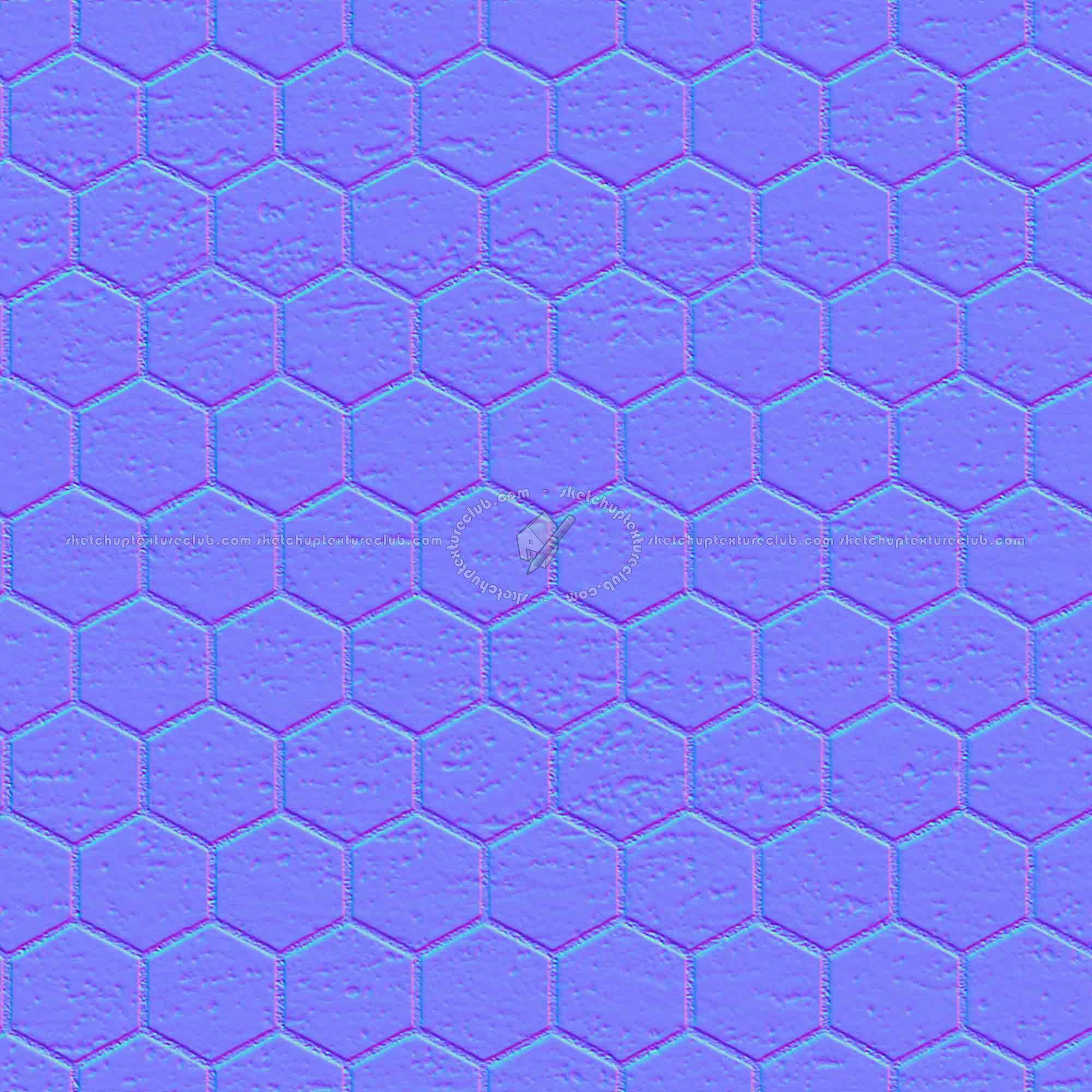 Textures   -   ARCHITECTURE   -   PAVING OUTDOOR   -   Hexagonal  - Travertine paving outdoor hexagonal texture seamless 06040 - Normal