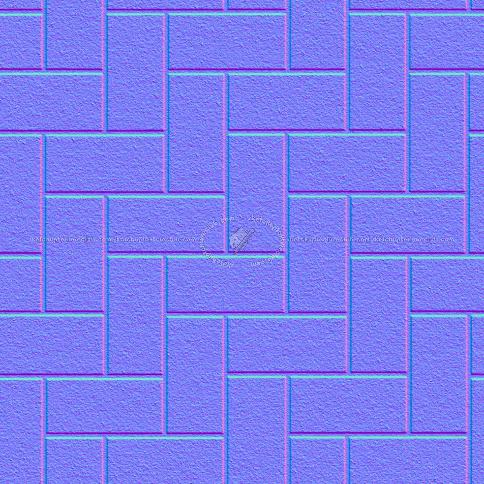 Textures   -   ARCHITECTURE   -   PAVING OUTDOOR   -   Concrete   -   Herringbone  - Concrete paving herringbone outdoor texture seamless 05798 - Normal