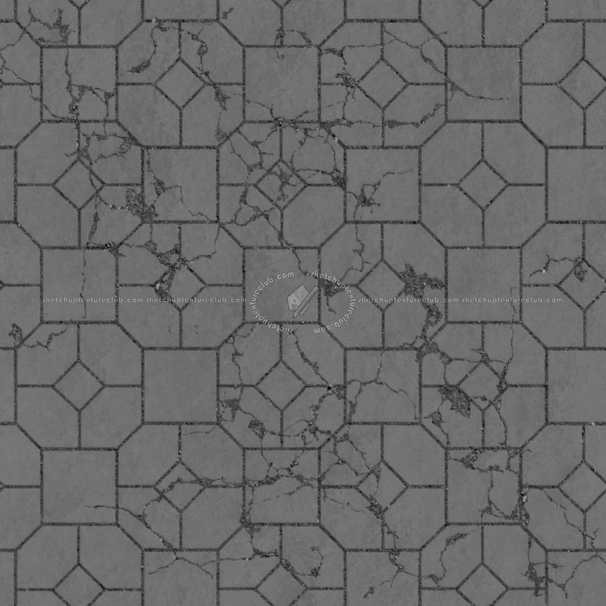 Textures   -   ARCHITECTURE   -   PAVING OUTDOOR   -   Concrete   -   Blocks damaged  - Concrete paving outdoor damaged texture seamless 05539 - Displacement