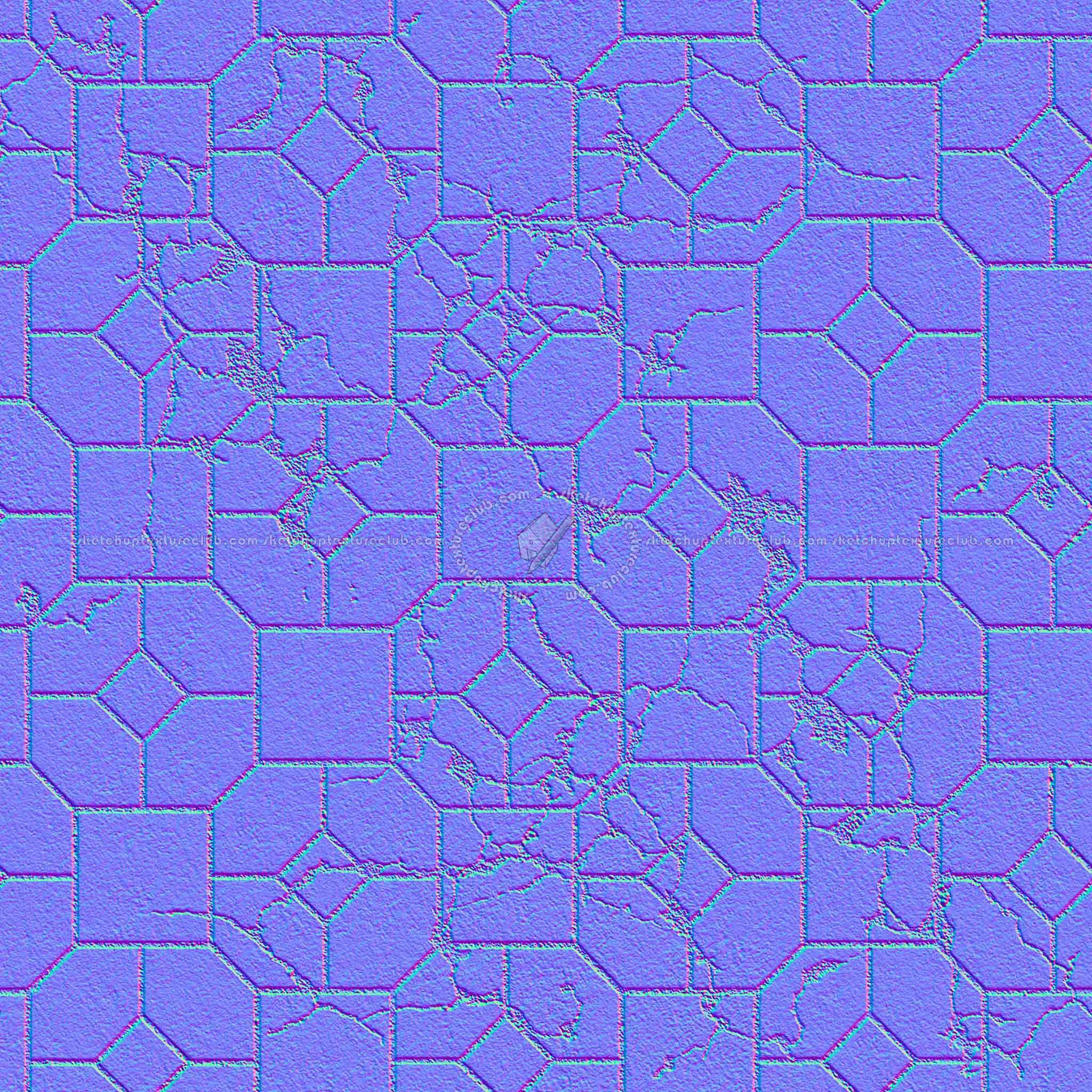 Textures   -   ARCHITECTURE   -   PAVING OUTDOOR   -   Concrete   -   Blocks damaged  - Concrete paving outdoor damaged texture seamless 05539 - Normal