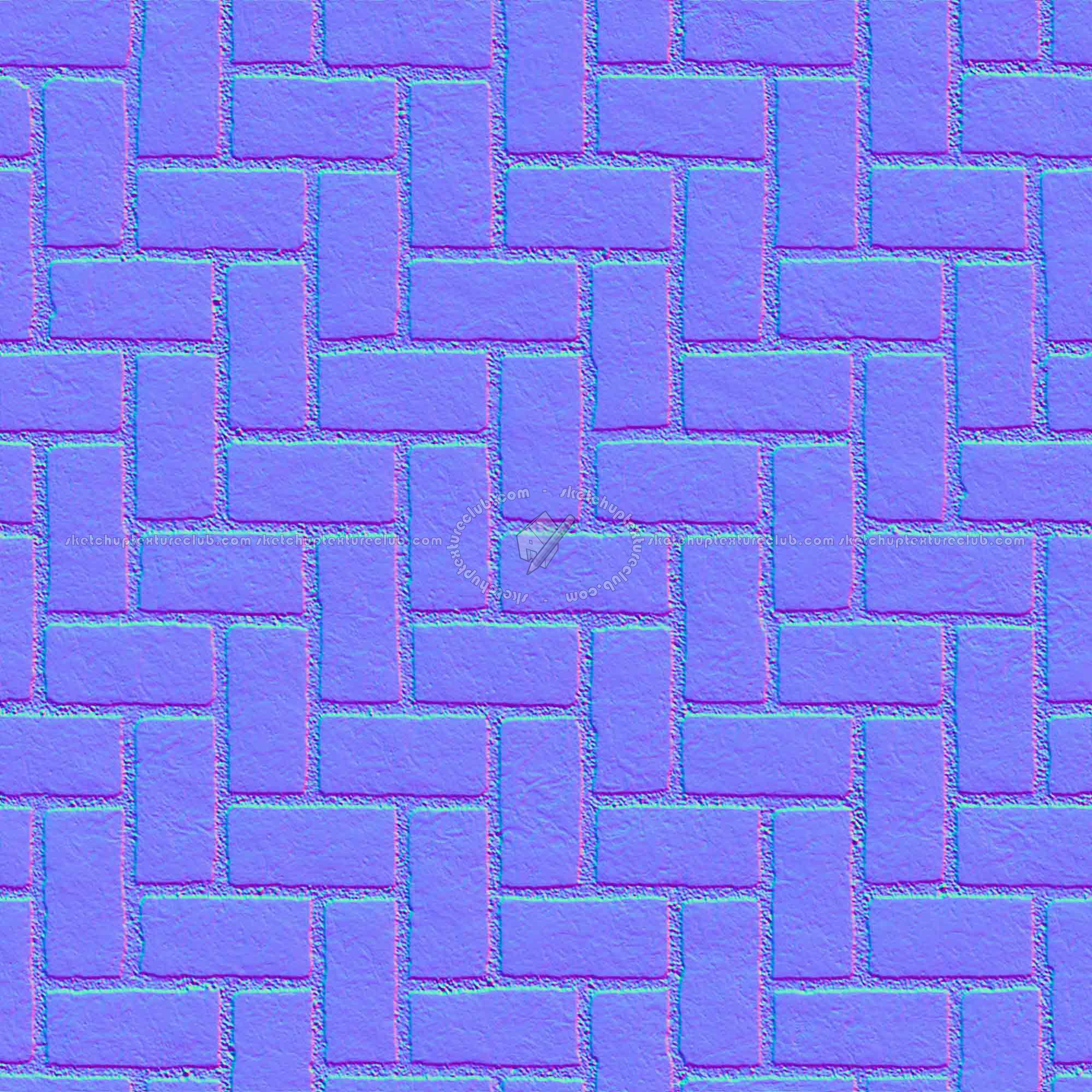 Textures   -   ARCHITECTURE   -   PAVING OUTDOOR   -   Concrete   -   Herringbone  - Concrete paving herringbone outdoor texture seamless 05852 - Normal