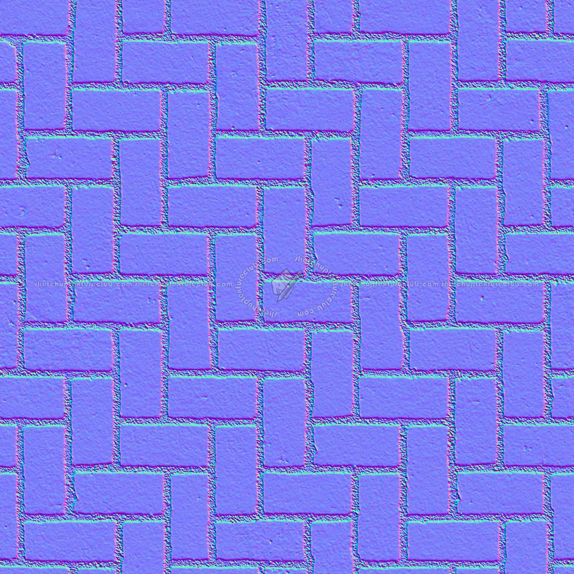 Textures   -   ARCHITECTURE   -   PAVING OUTDOOR   -   Concrete   -   Herringbone  - Concrete paving herringbone outdoor texture seamless 05855 - Normal