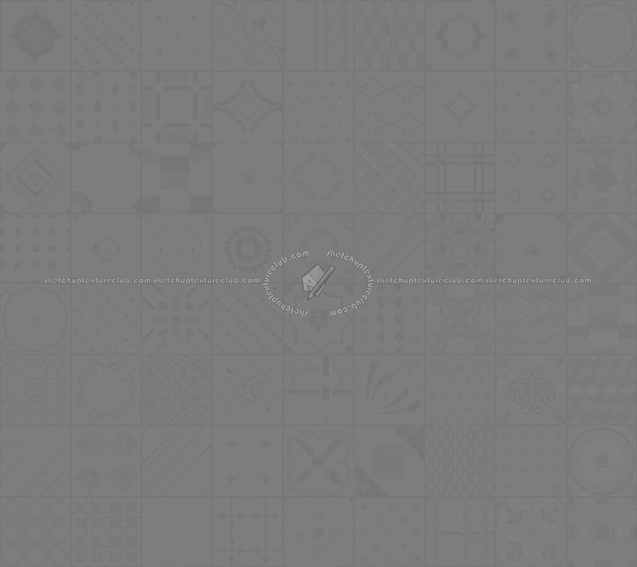 Textures   -   ARCHITECTURE   -   TILES INTERIOR   -   Ornate tiles   -   Patchwork  - Gres patchwork tiles PBR texture seamless 21927 - Displacement