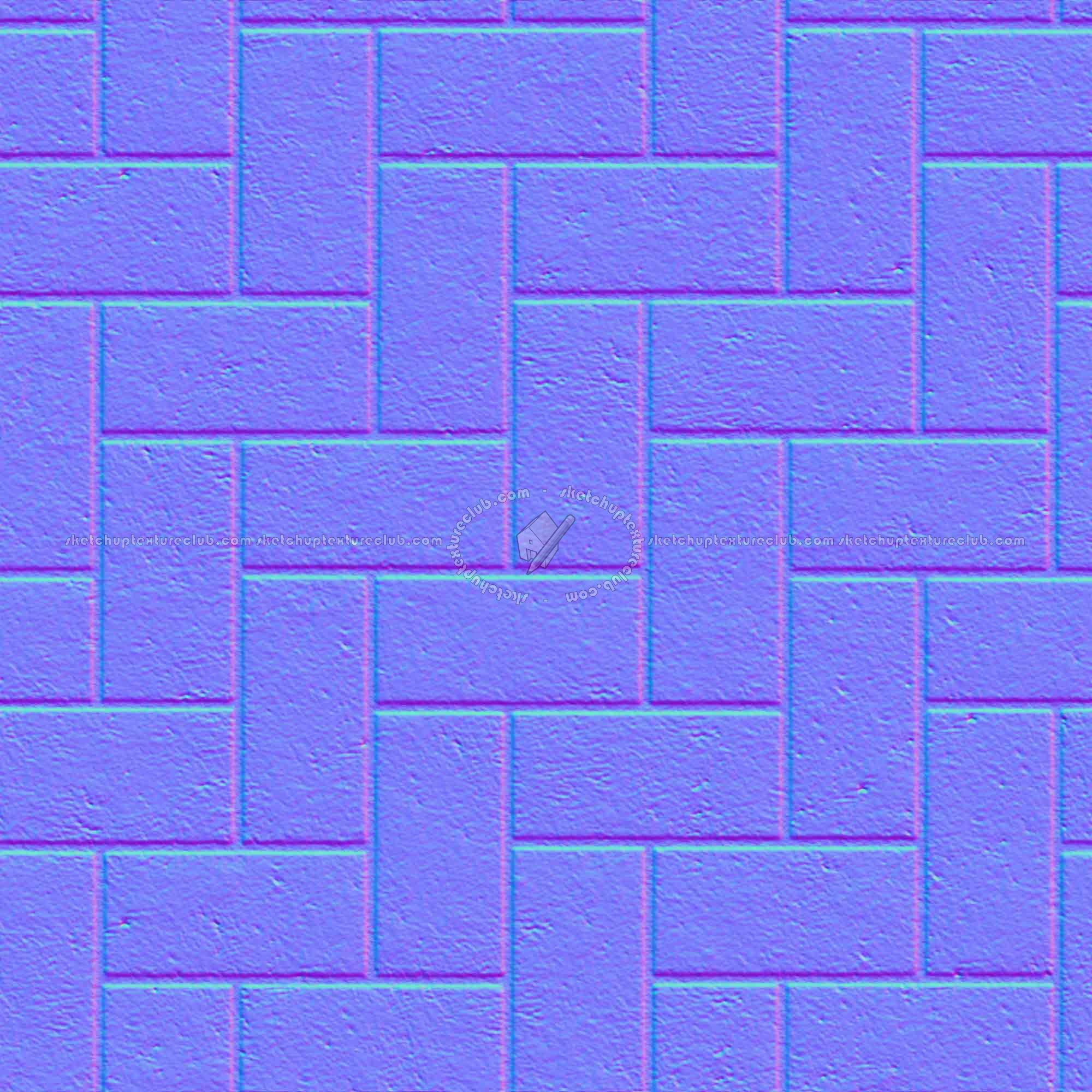 Textures   -   ARCHITECTURE   -   PAVING OUTDOOR   -   Concrete   -   Herringbone  - Concrete paving herringbone outdoor texture seamless 05799 - Normal