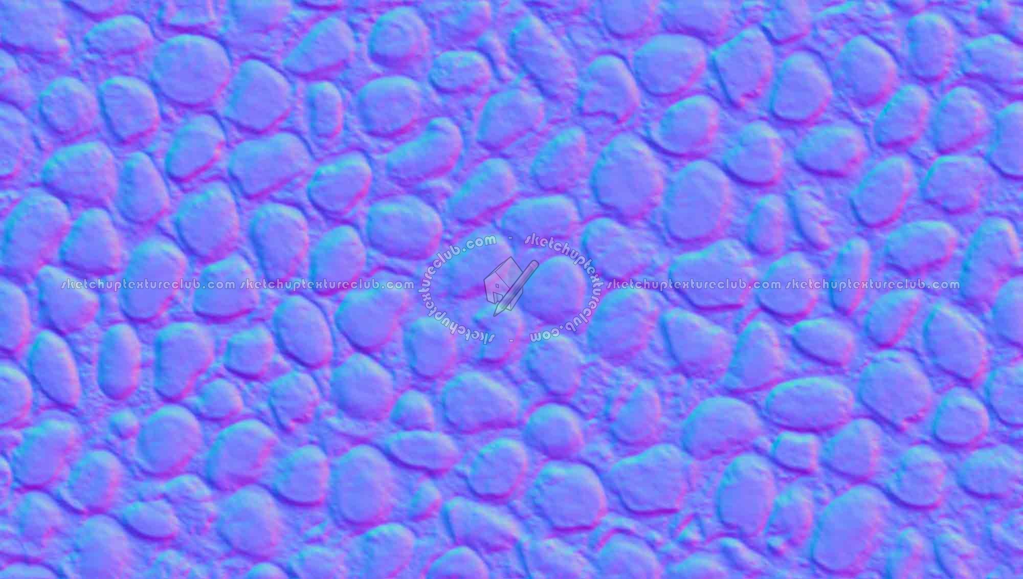 Textures   -   ARCHITECTURE   -   ROADS   -   Paving streets   -   Rounded cobble  - Street paving cobblestone texture seamless 20545 - Normal