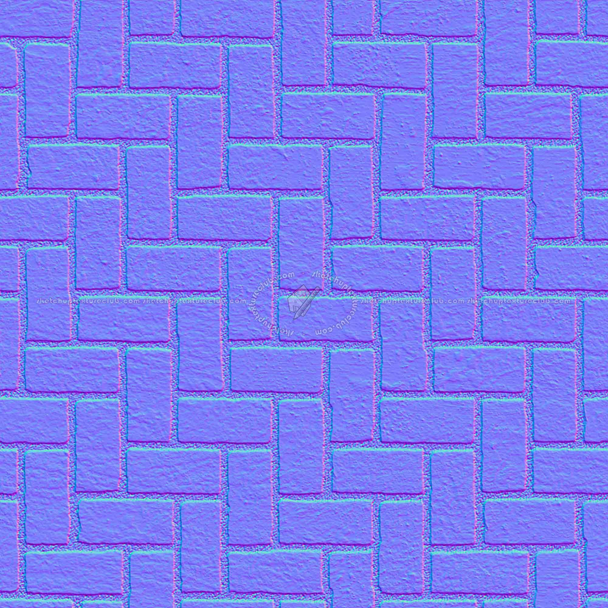 Textures   -   ARCHITECTURE   -   PAVING OUTDOOR   -   Concrete   -   Herringbone  - Concrete paving herringbone outdoor texture seamless 05861 - Normal