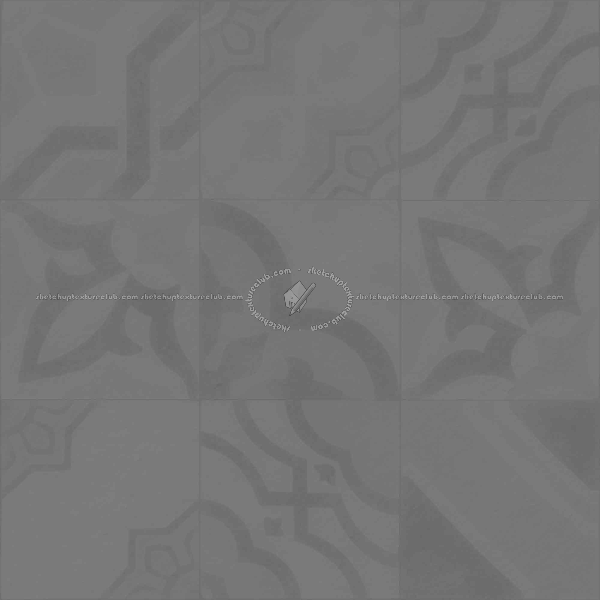 Textures   -   ARCHITECTURE   -   TILES INTERIOR   -   Ornate tiles   -   Patchwork  - Cement patchwork tiles PBR texture seamless 22067 - Displacement