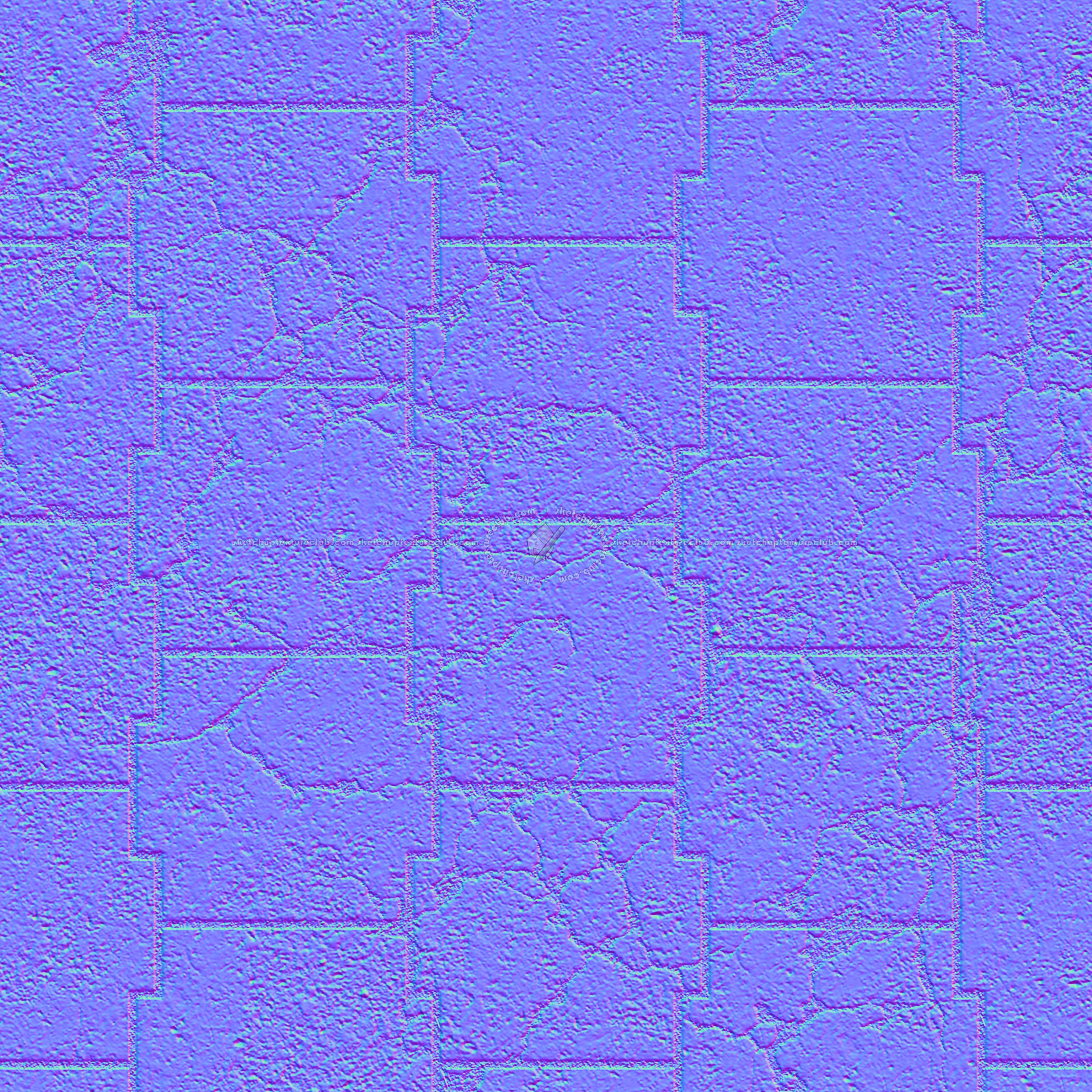 Textures   -   ARCHITECTURE   -   PAVING OUTDOOR   -   Concrete   -   Blocks damaged  - Concrete paving outdoor damaged texture seamless 05553 - Normal