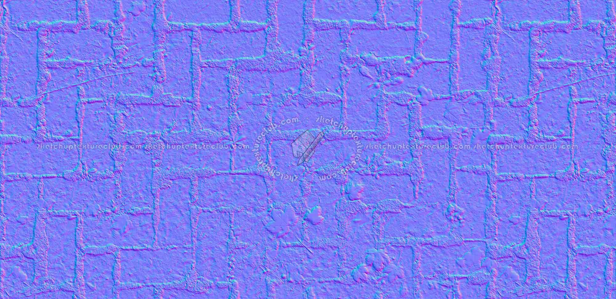 Textures   -   ARCHITECTURE   -   PAVING OUTDOOR   -   Concrete   -   Herringbone  - Herringbone dirty concrete paving outdoor with moss texture seamless 19274 - Normal